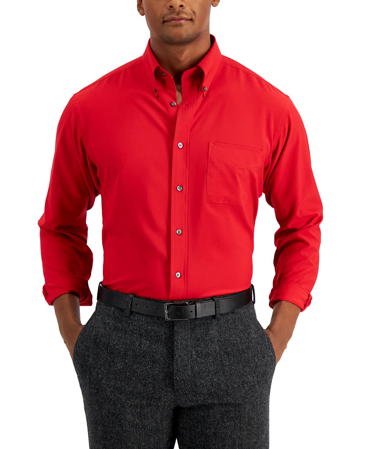 Club Room Regular Fit Traveler Dress Shirt Tango Red