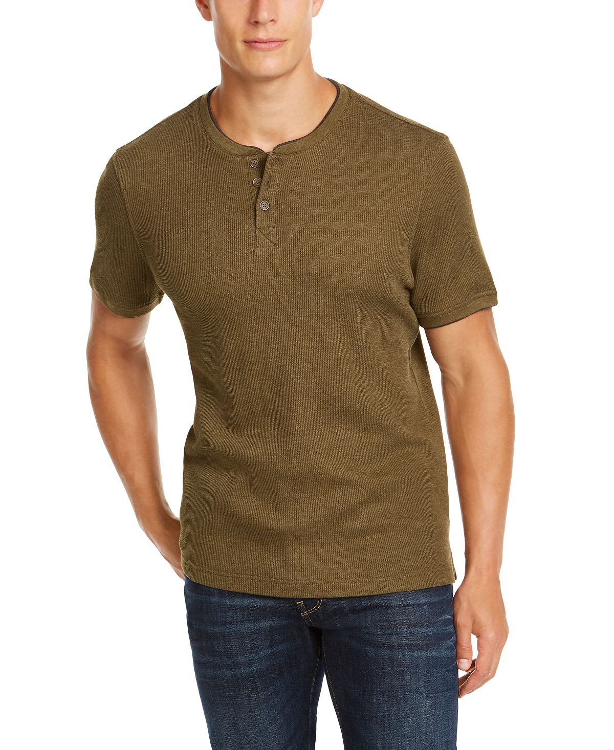 Club Room Waffle-knit Henley New Olive