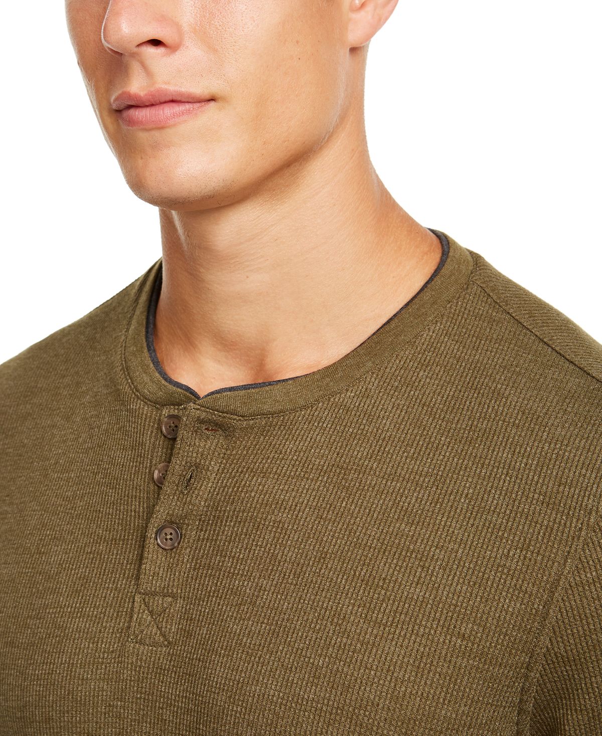 Club Room Waffle-knit Henley New Olive