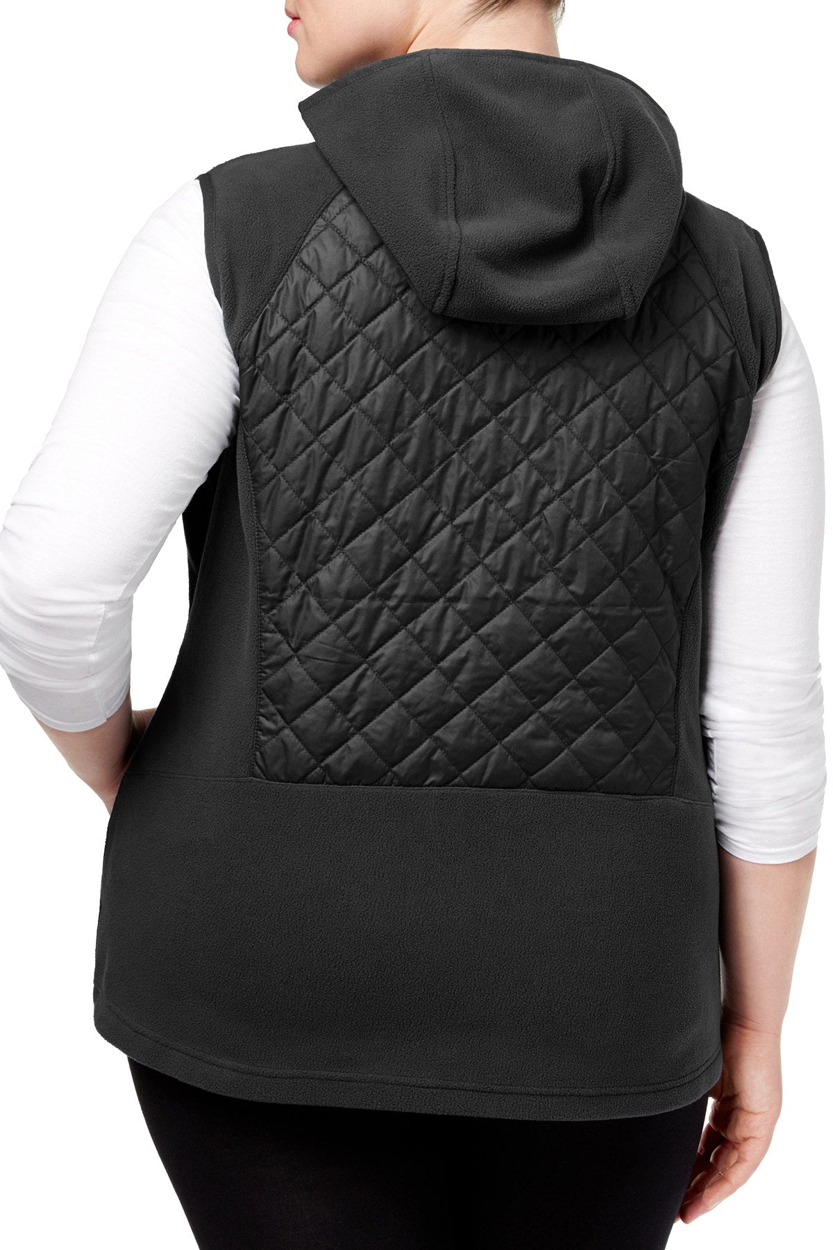 Columbia PLUS Black Warmer Days Quilted Hooded Fleece Vest