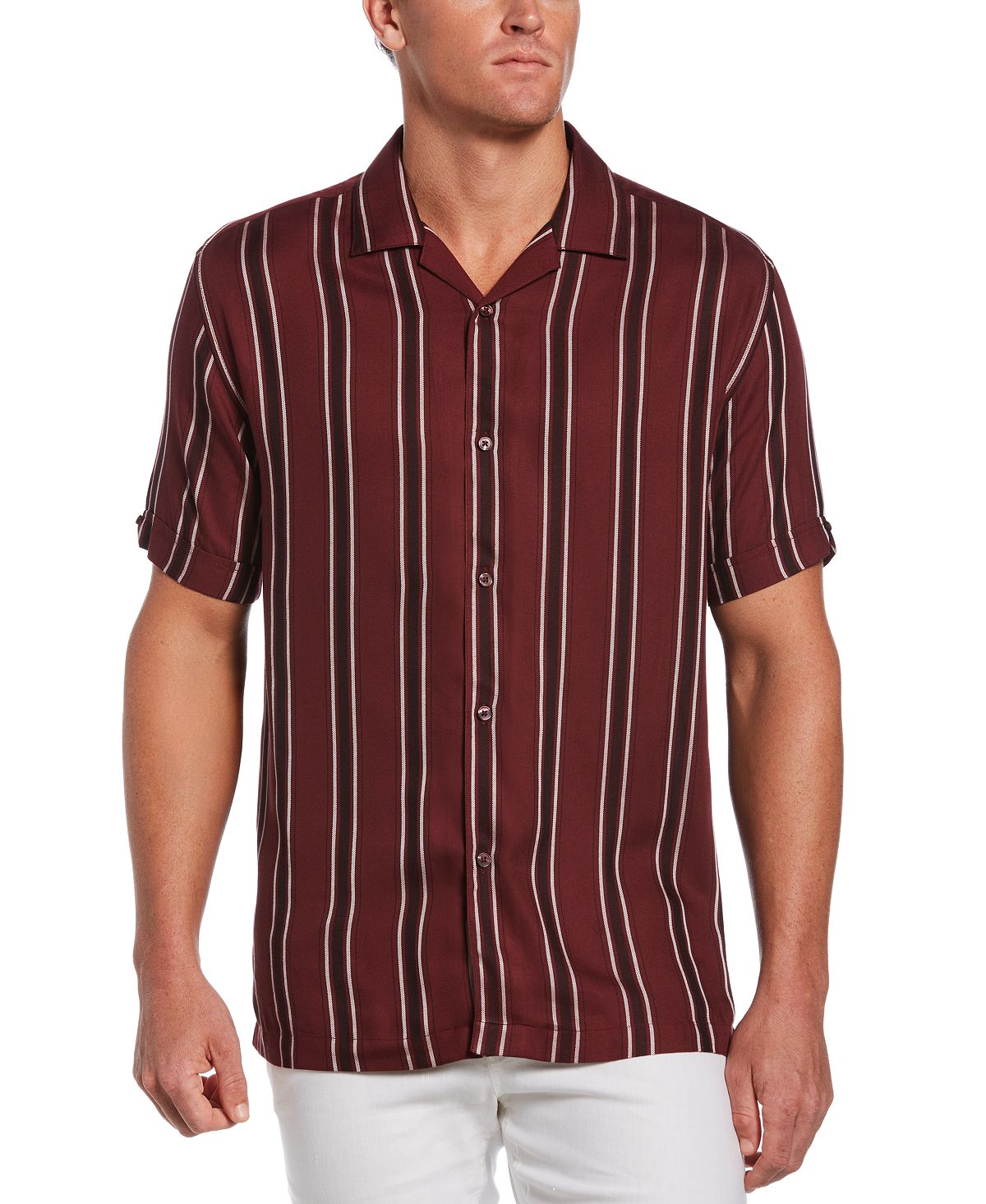 Cubavera Camp-collar Shirt Dark Red