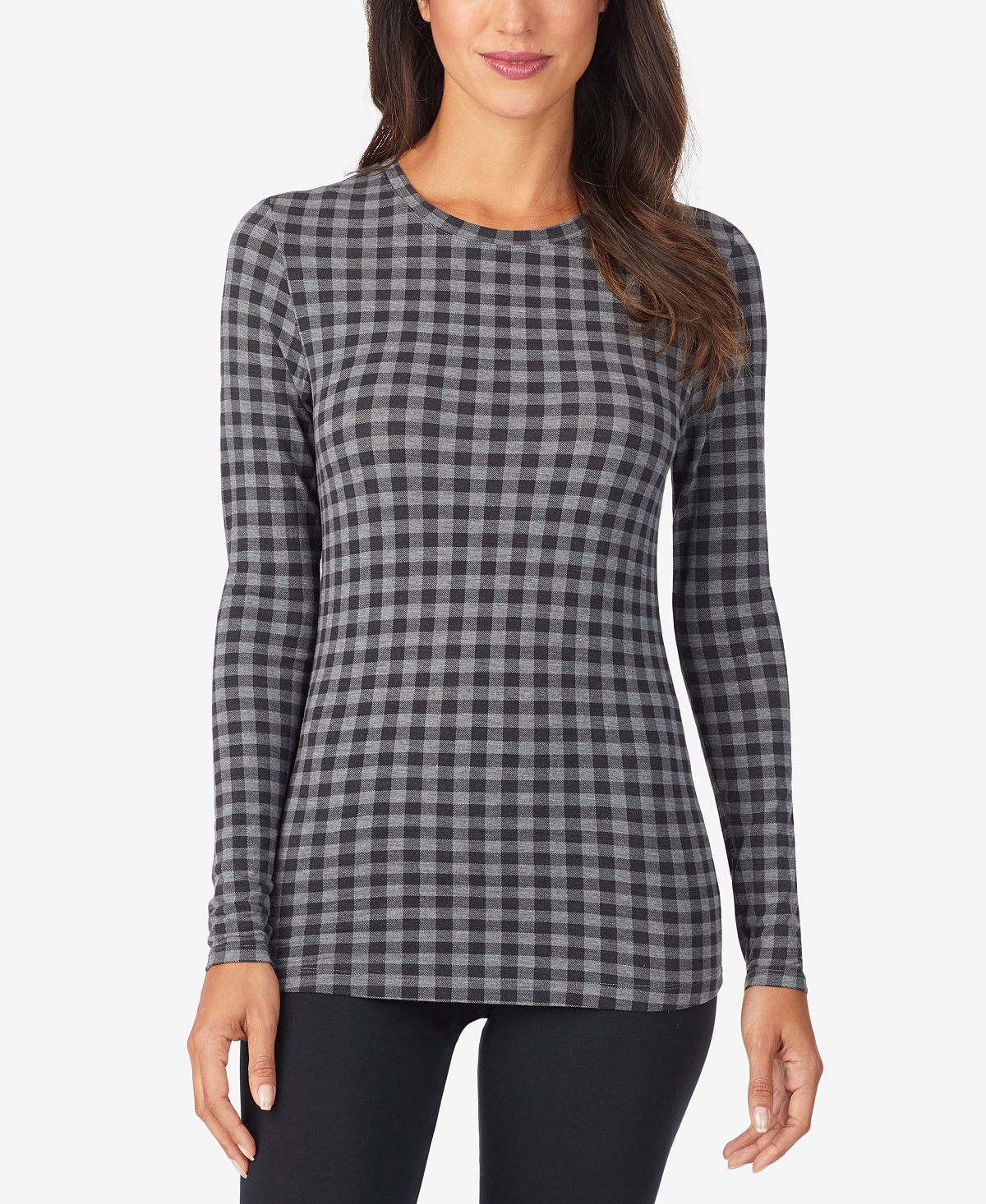 Cuddl Duds Softwear Long-sleeve Crewneck Top Buffalo Check