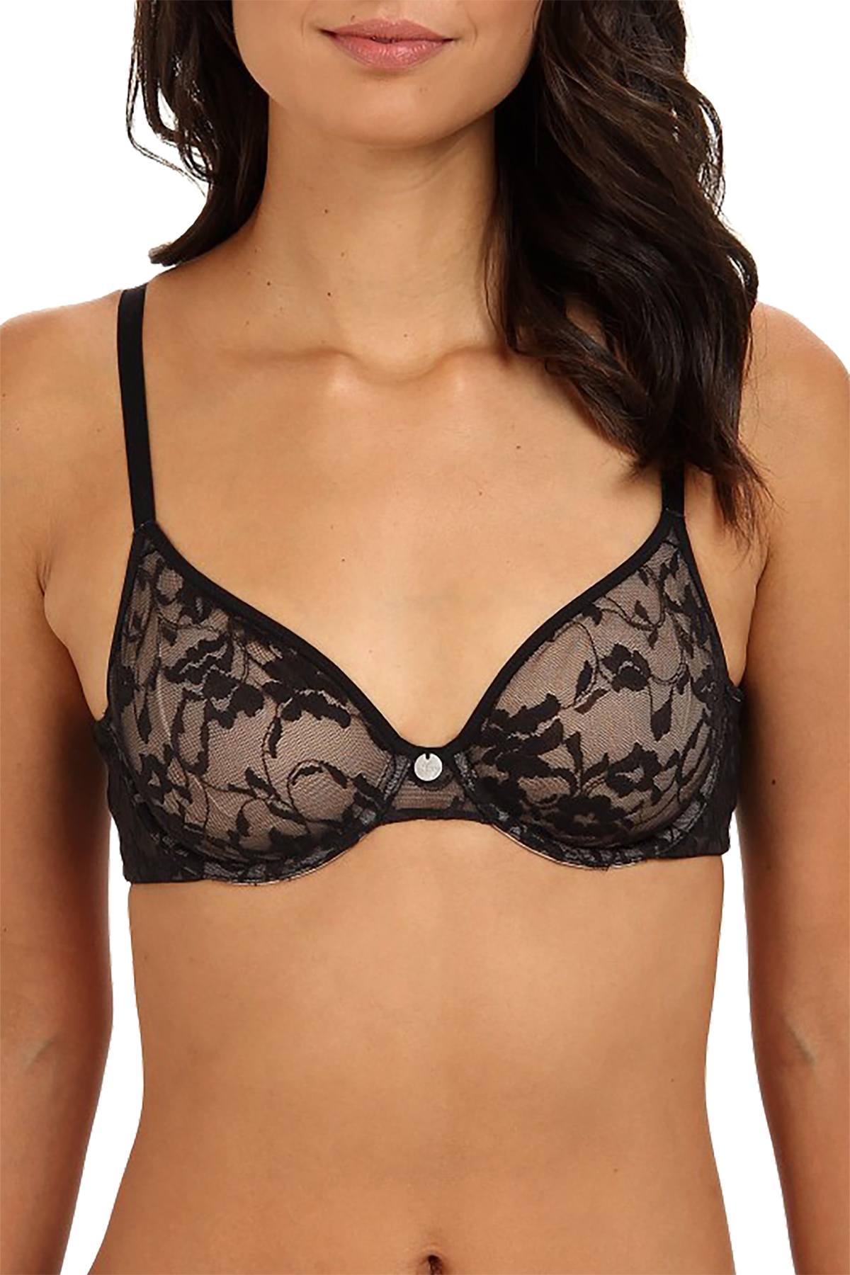 DKNY Black Signature Lace Unlined Underwire Bra