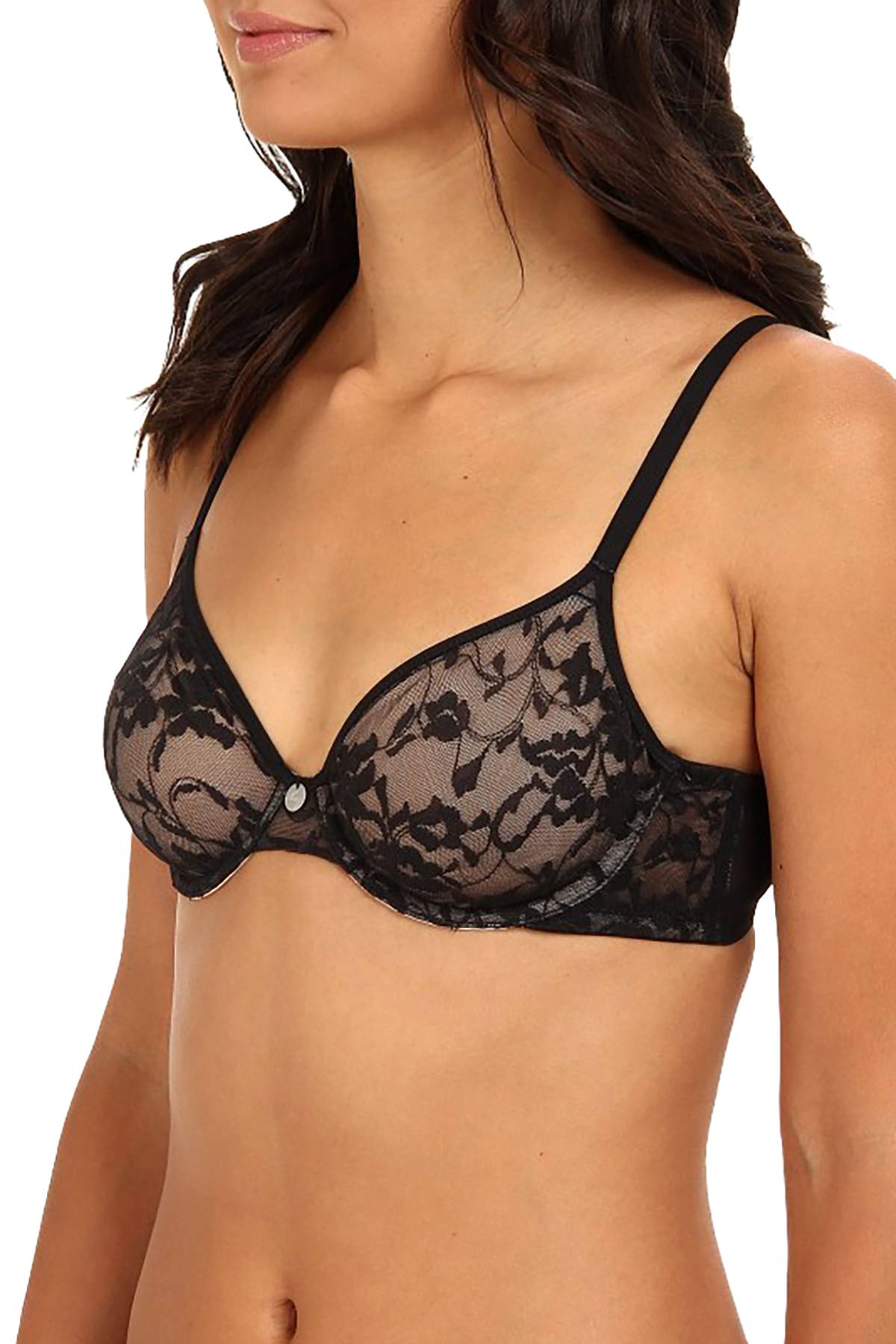 DKNY Black Signature Lace Unlined Underwire Bra