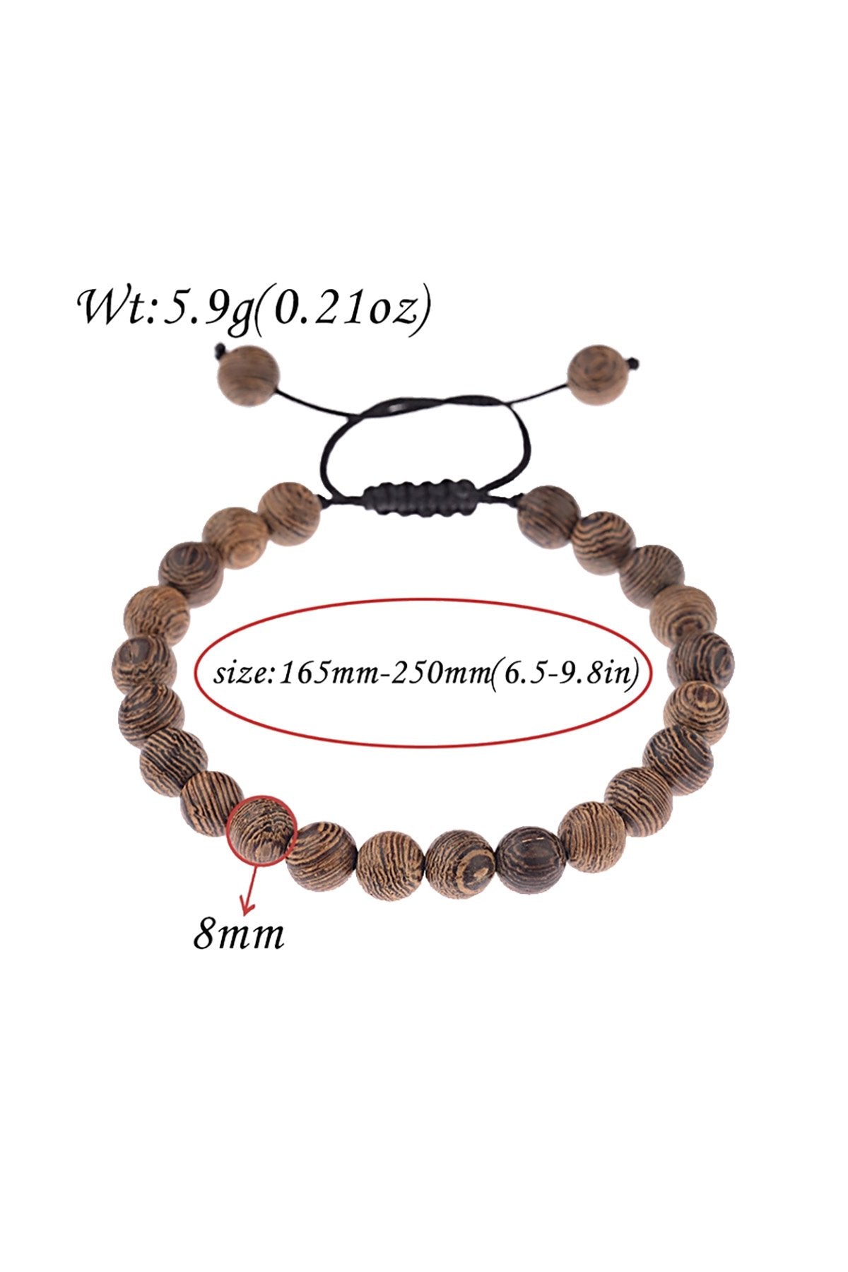 Dark Sandalwood Adjustable Beaded Meditation Bracelet