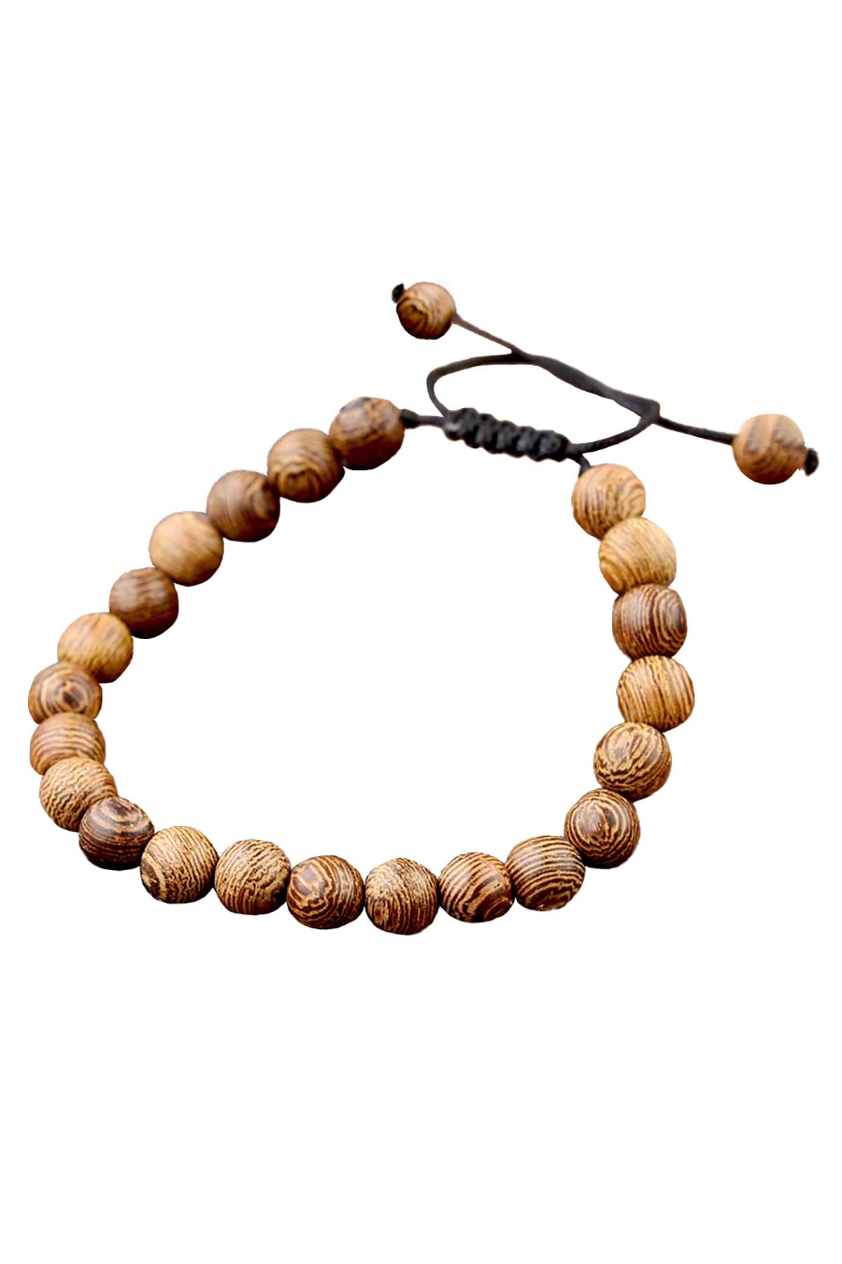 Dark Sandalwood Adjustable Beaded Meditation Bracelet