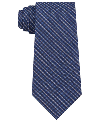 Dkny Slim Offset Mini-check Tie Blue