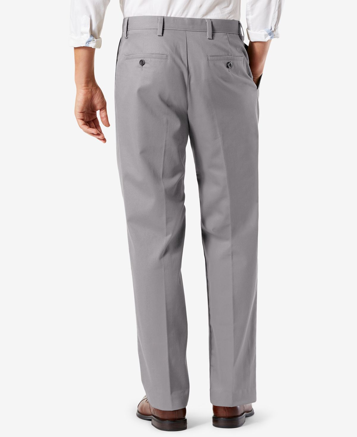 Dockers Easy Classic Pleated Fit Khaki Stretch Pants Burma Grey