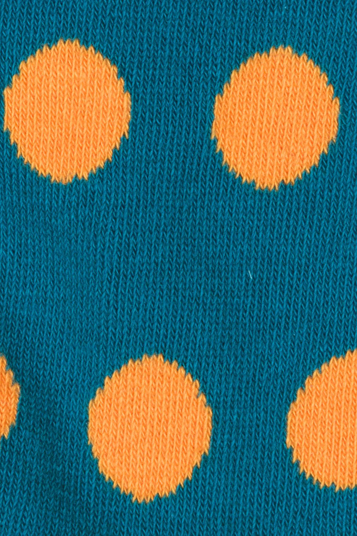 Drake & Hutch Orange/Aqua Polka Crew Socks