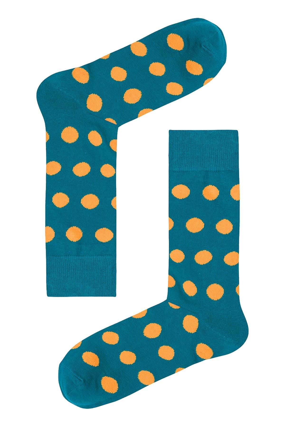 Drake & Hutch Orange/Aqua Polka Crew Socks