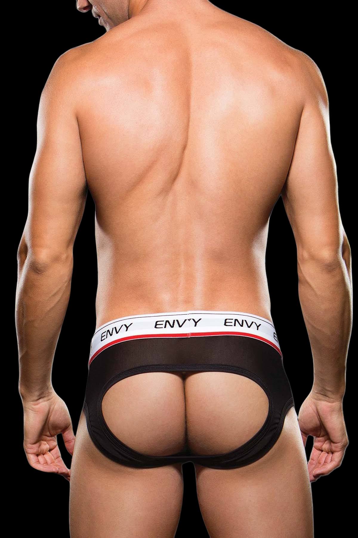 Envy Black Logo Elastic Low-Rise Mesh Jock Brief