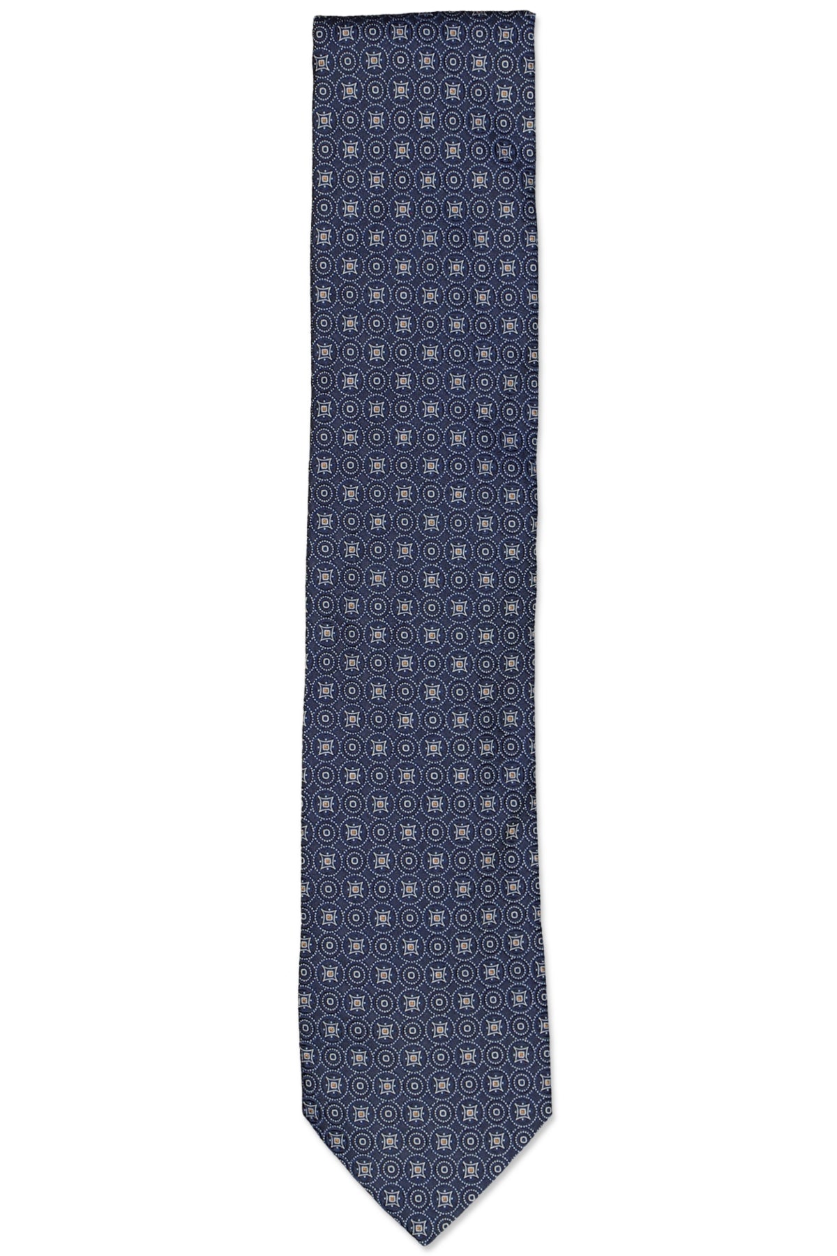 Eton Circles Medallion Neat Silk Classic Tie Dark Blue