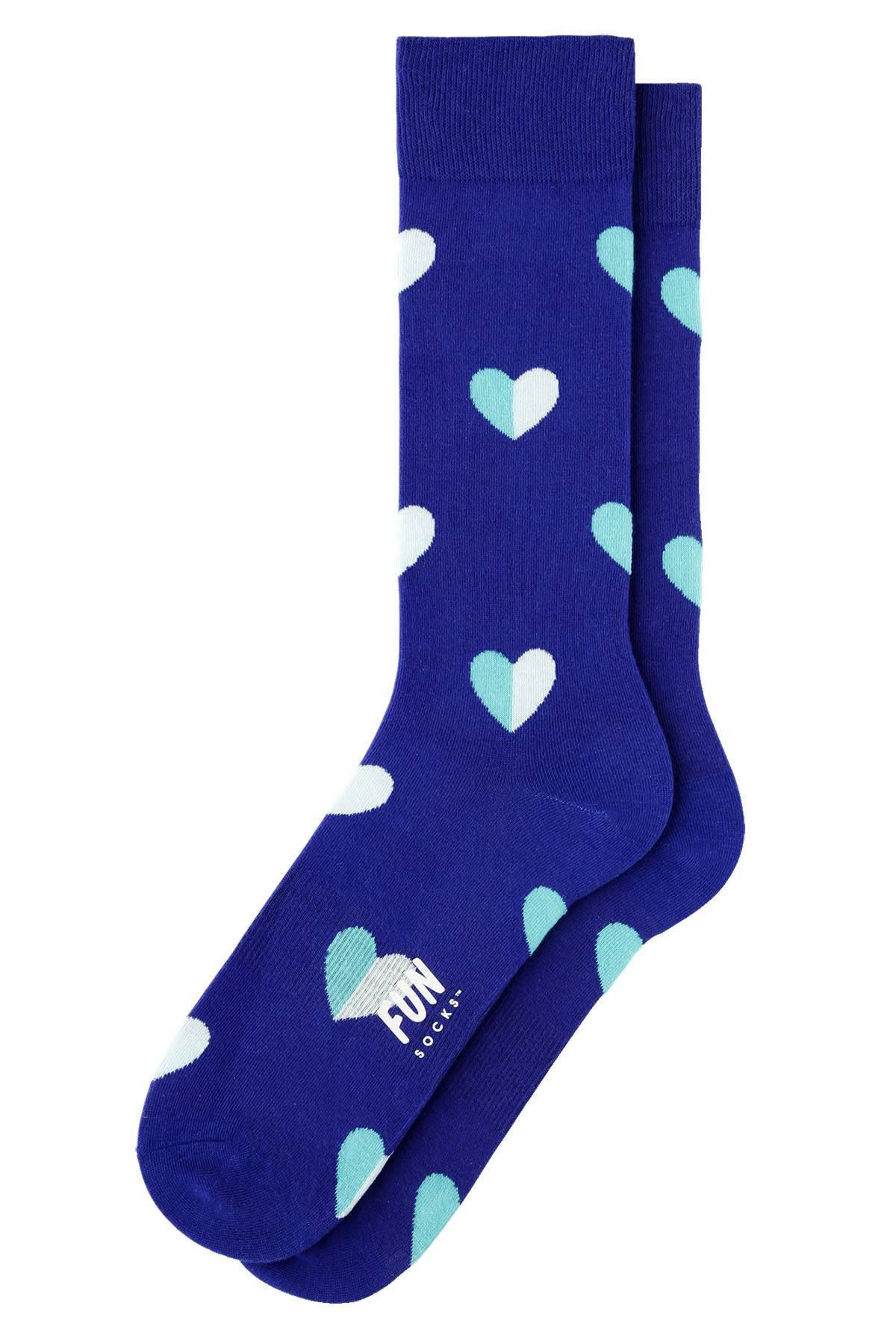 Fun Socks Blue/Turquoise Hearts Crew Socks – CheapUndies