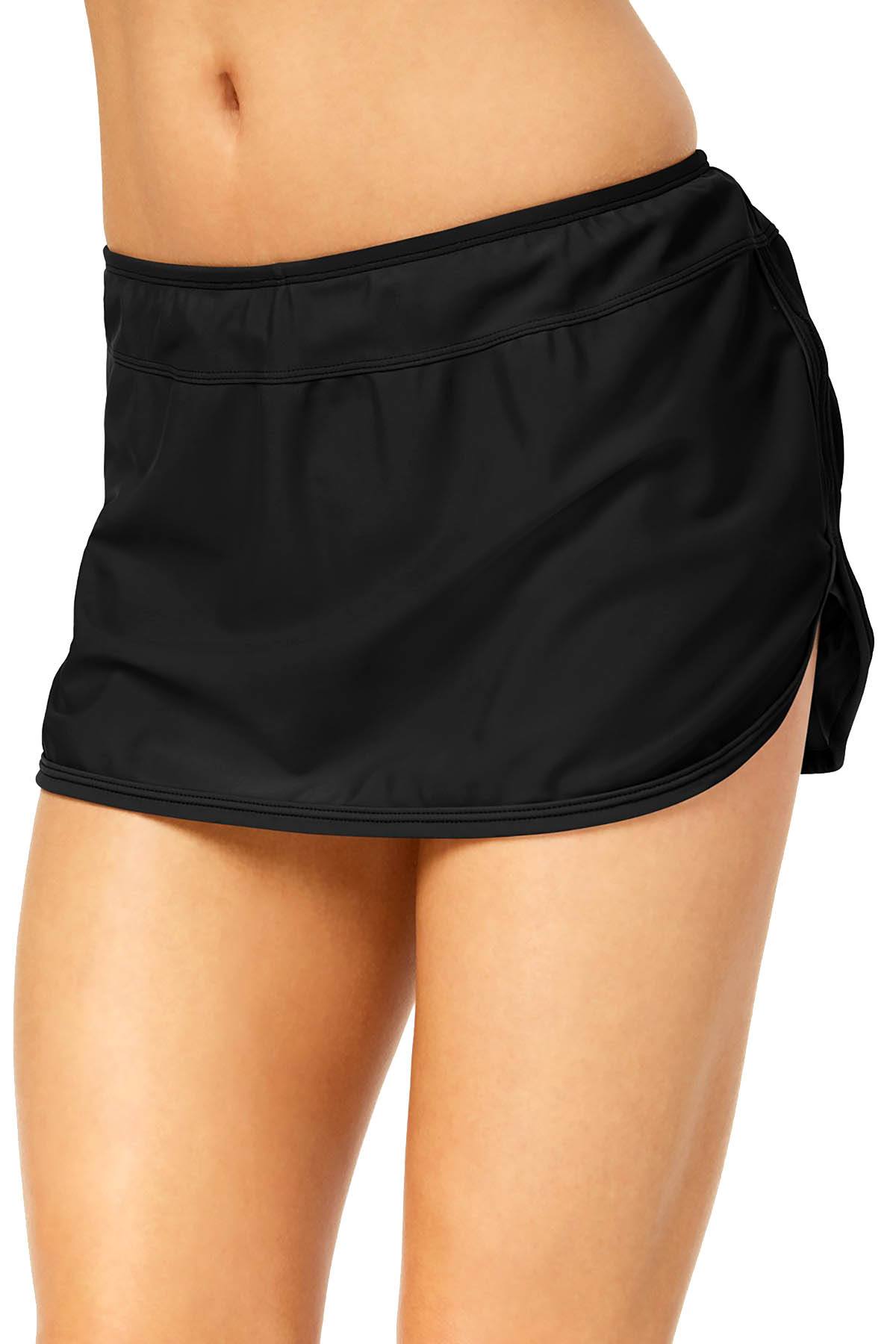 GO by Gossip Black Solid Swim Skirt