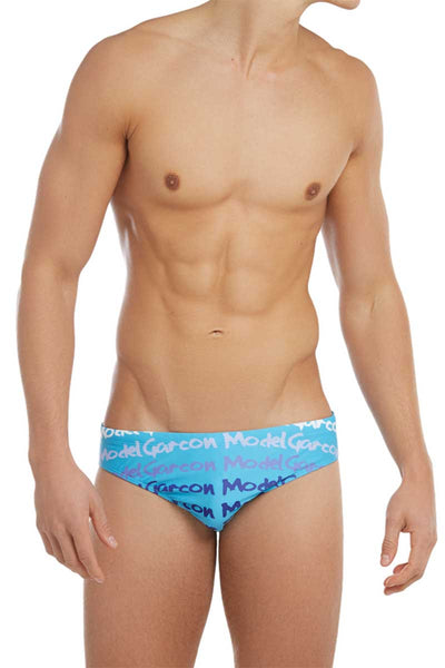 Garcon Model Blue Graffiti Swim Brief