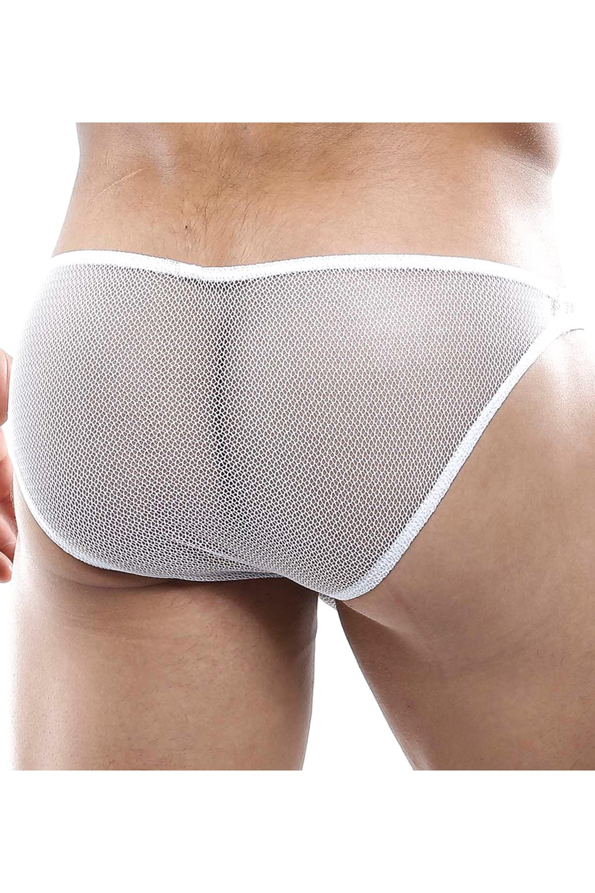 Good Devil White Sheer Net Mesh Low Rise Pouch Brief