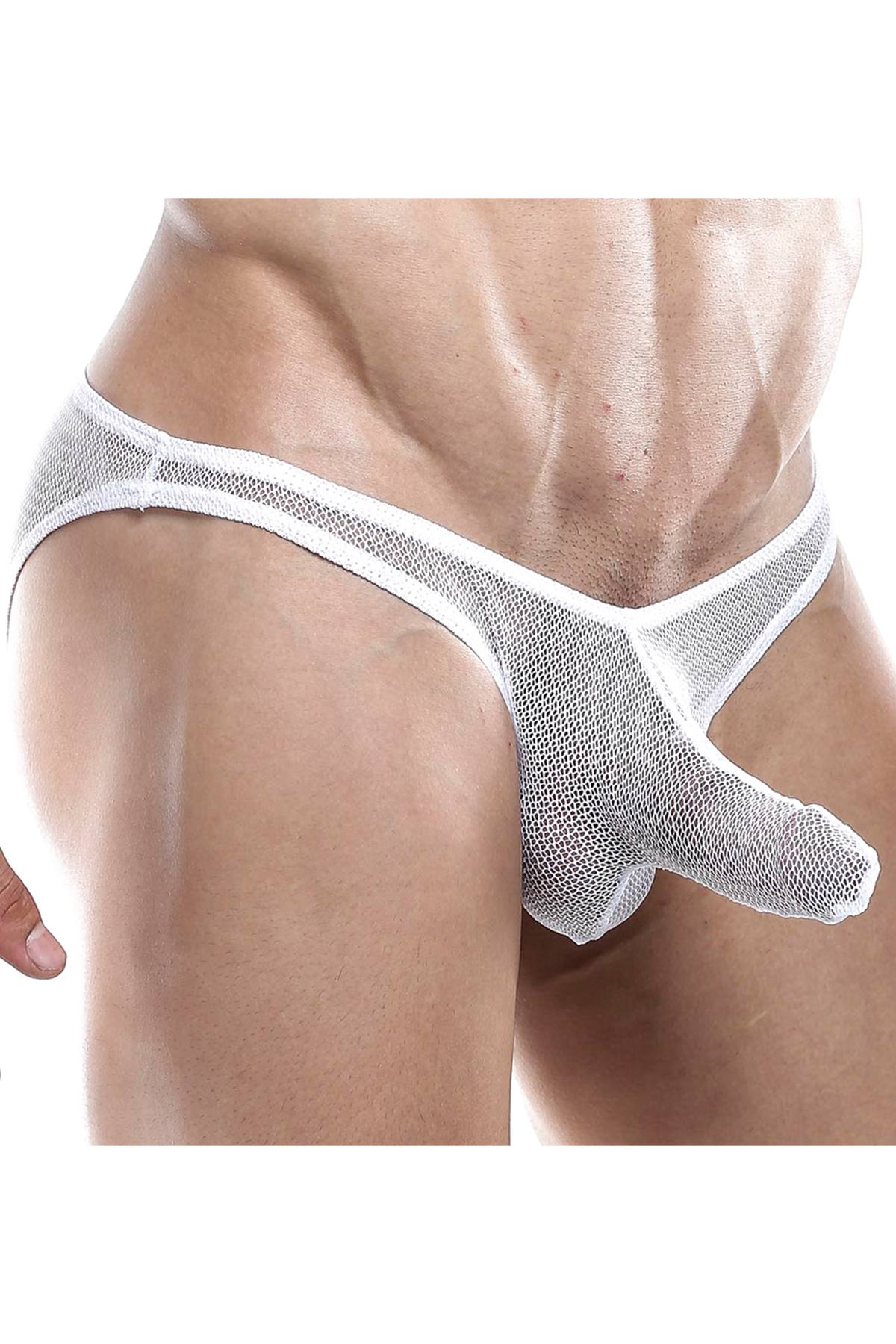 Good Devil White Sheer Net Mesh Low Rise Pouch Brief