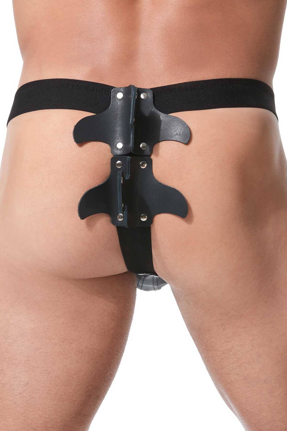 Gregg Homme Black Frame Leather Harness Thong