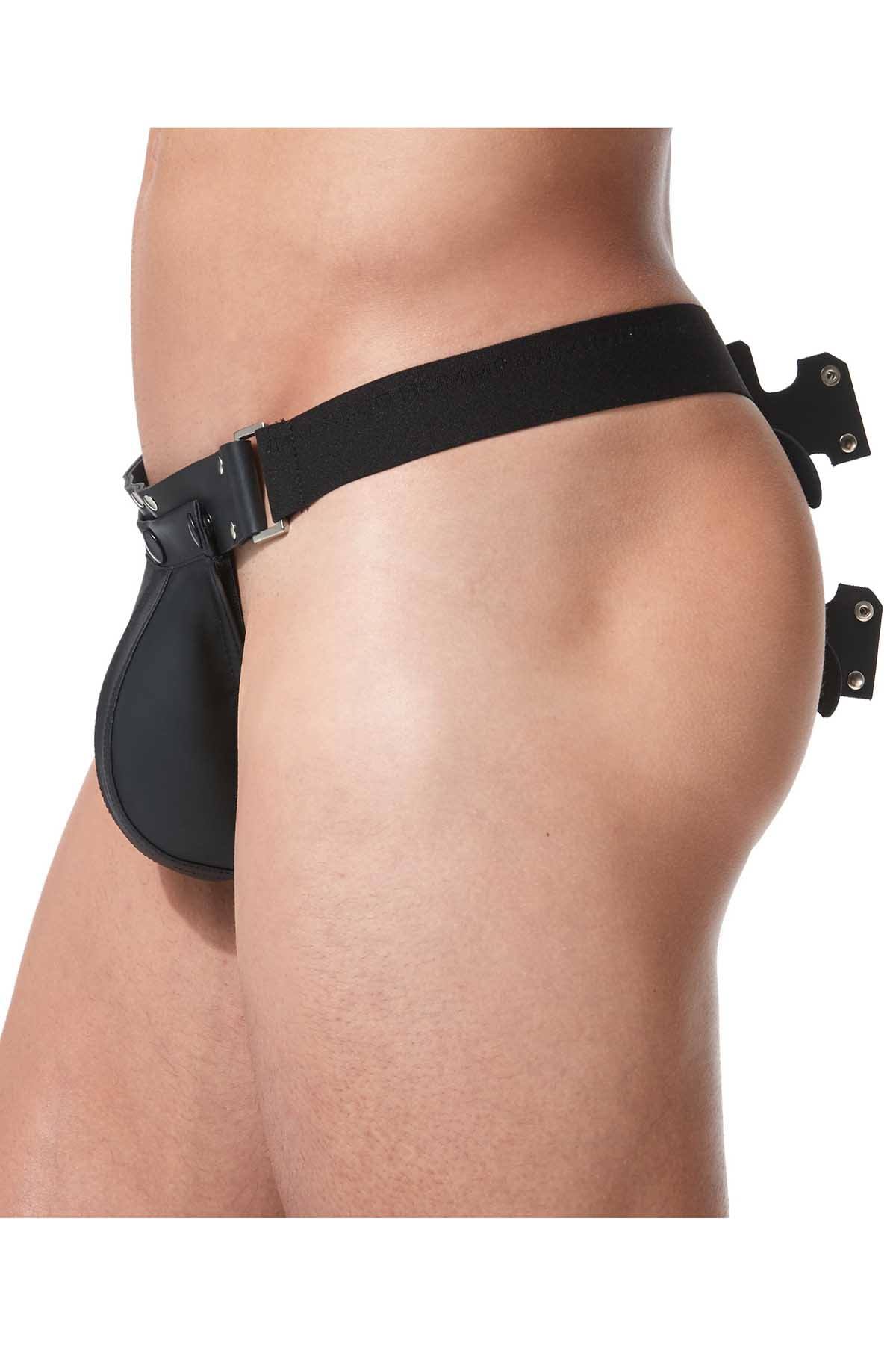 Gregg Homme Black Frame Leather Harness Thong