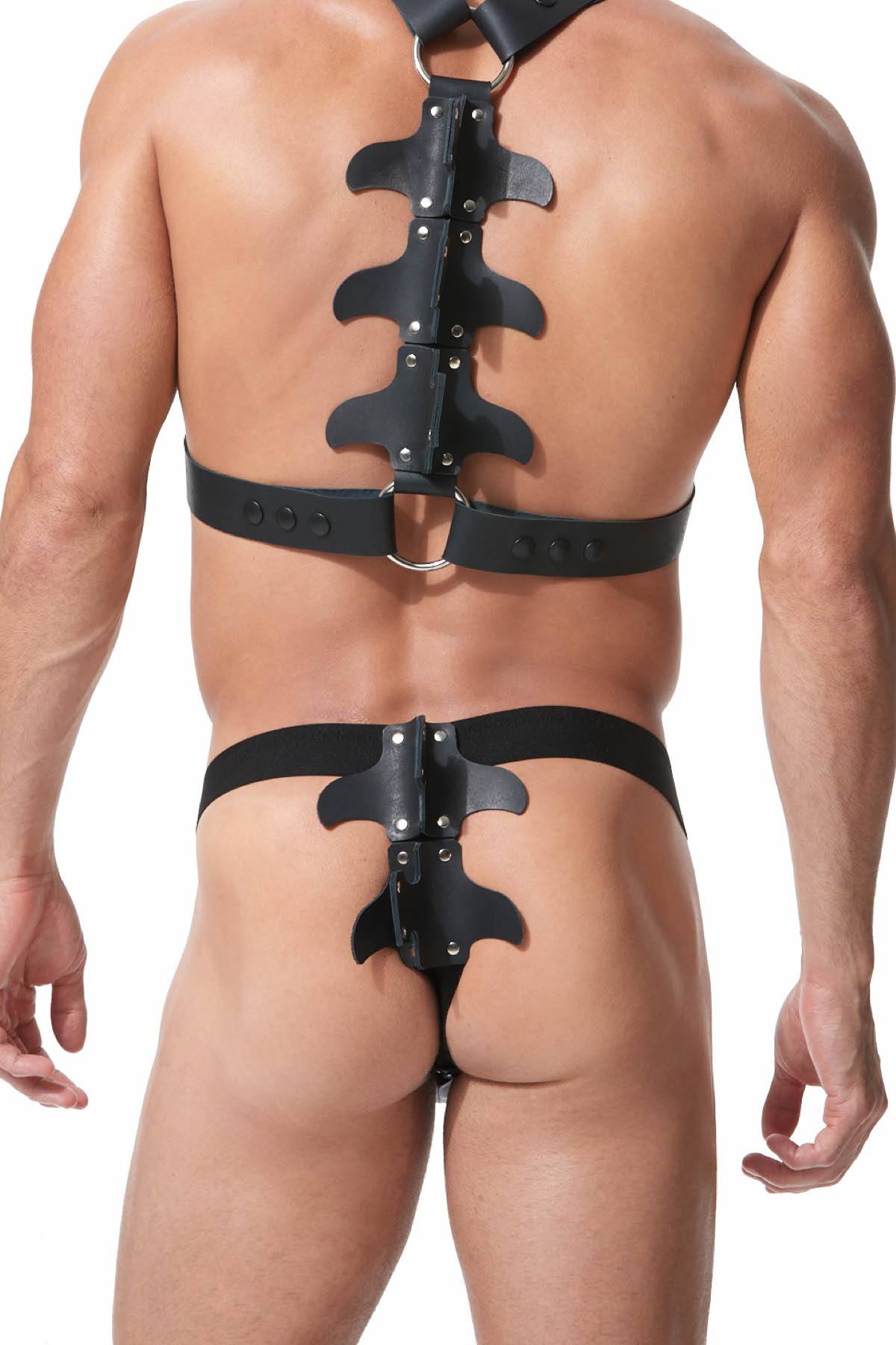 Gregg Homme Black Frame Leather Harness Thong