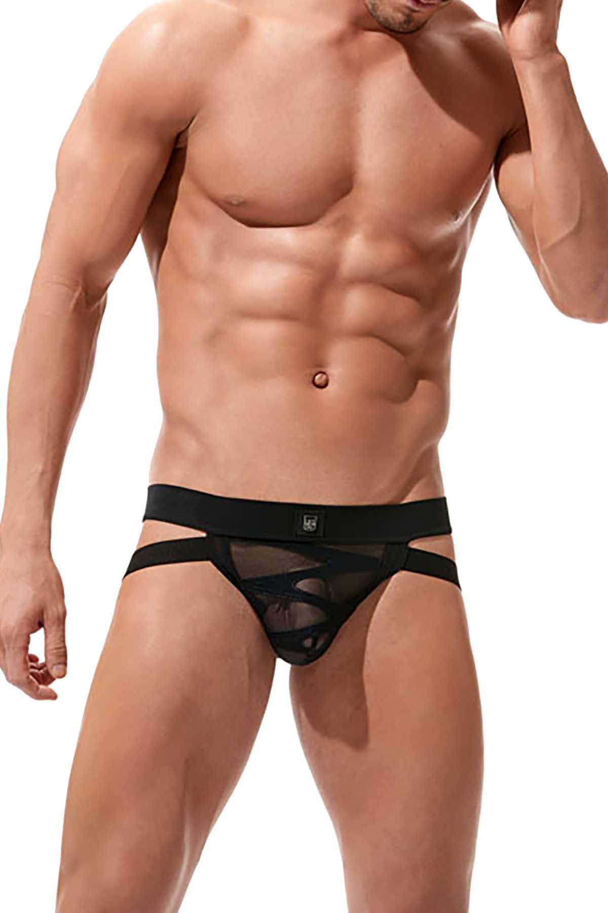 Gregg Homme Black High Line Laser Cut Jockstrap