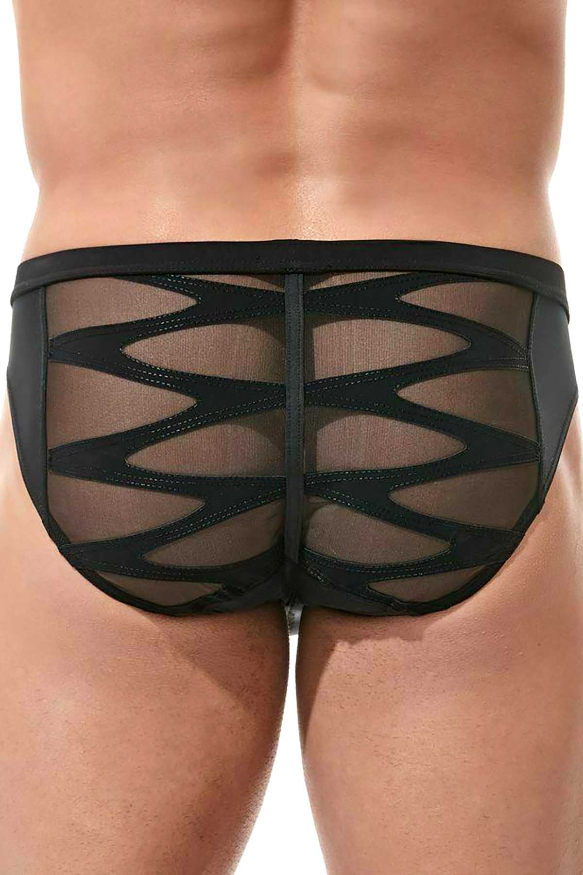 Gregg Homme Black High Line Laser Cut Mesh Brief