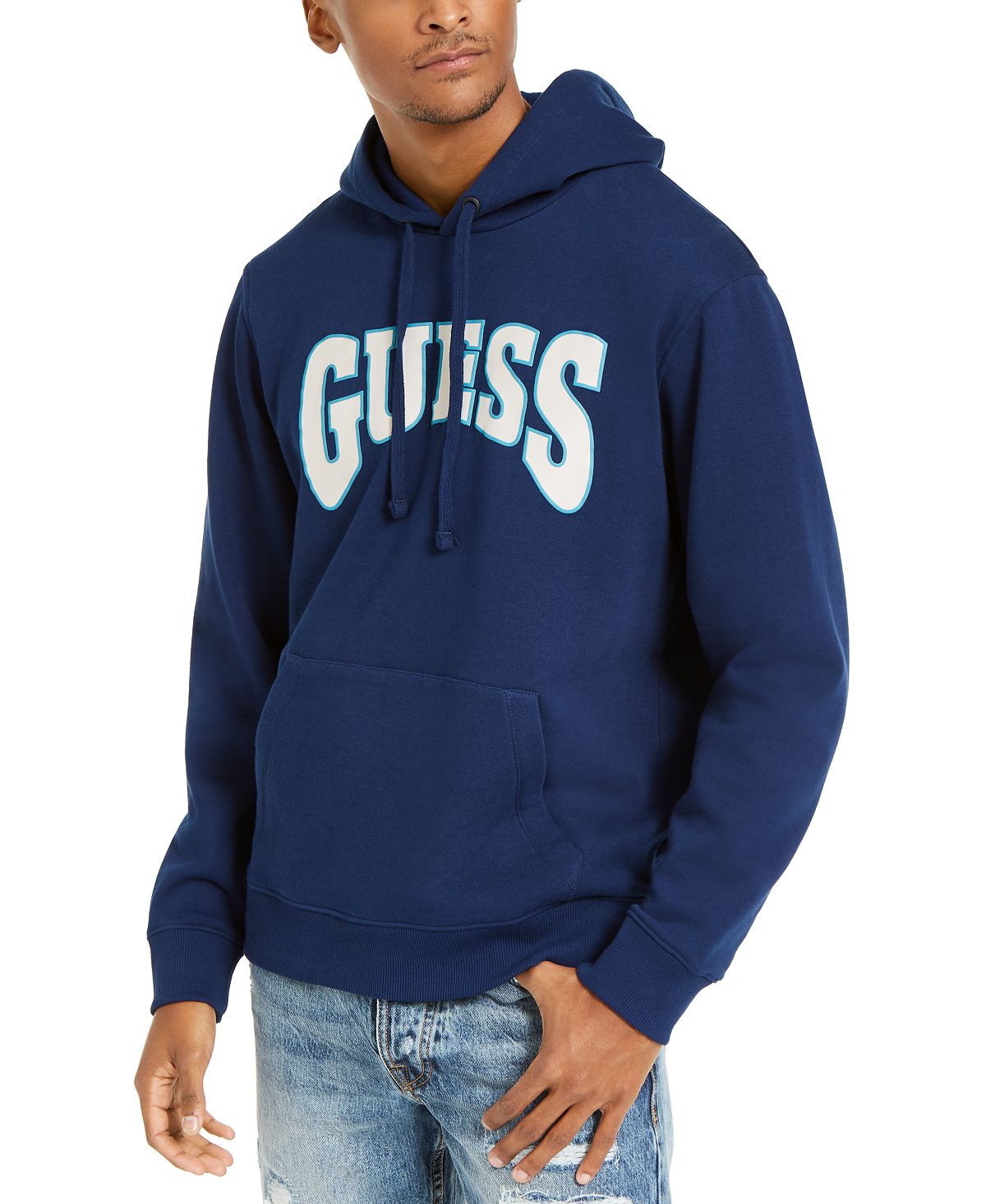 Guess Logo Graphic Hoodie Blue