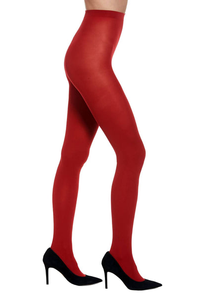 HUE Deep-Red Non-Control Top Opaque Tights