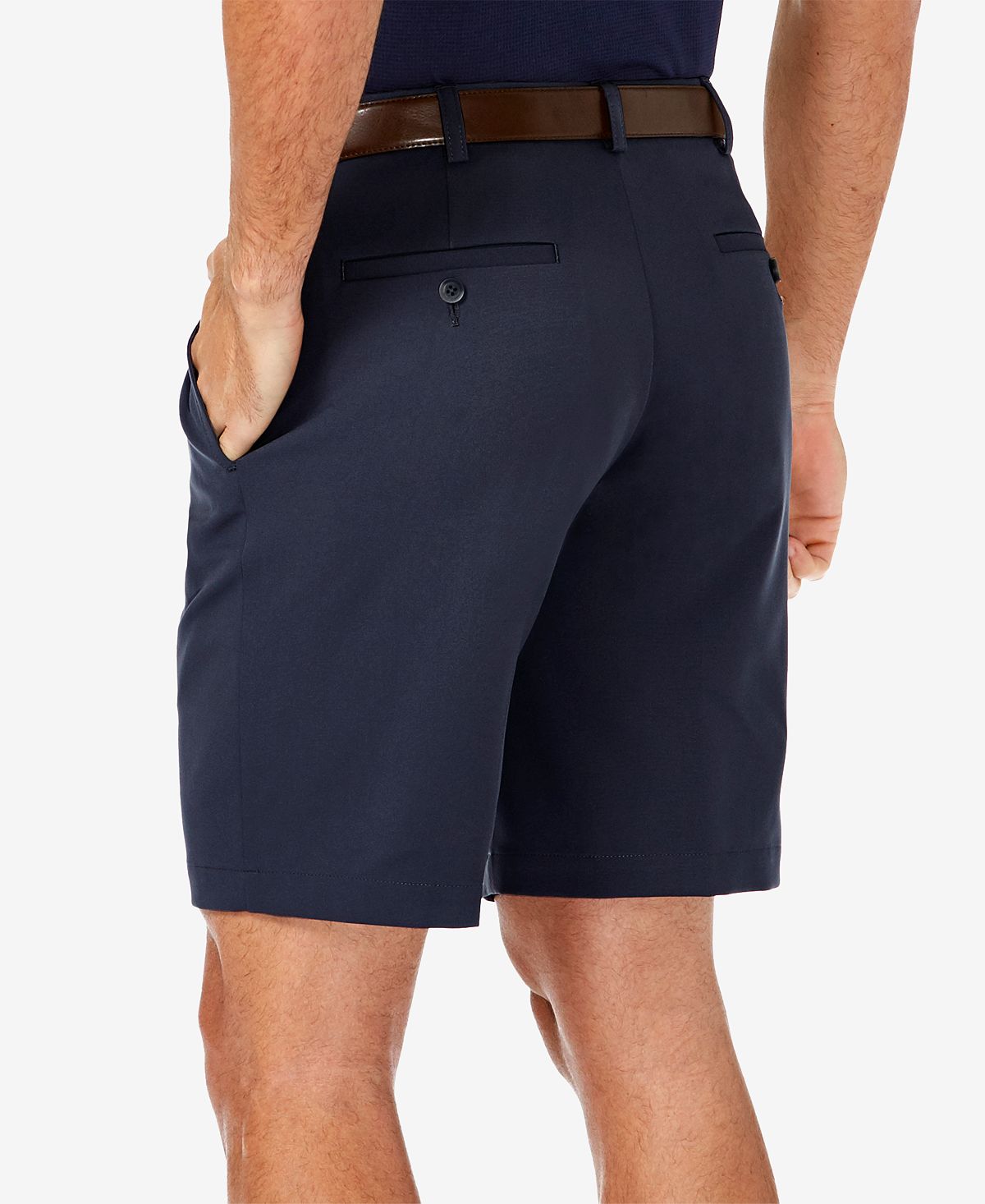 Haggar Cool 18 Pro Classic-fit Stretch Pleated 9.5" Shorts Navy