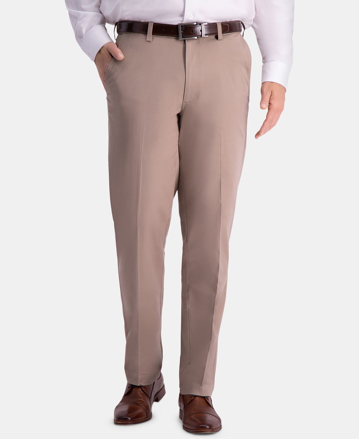 Haggar Premium Comfort Khaki Classic-fit 2-way Stretch Wrinkle Resistant Flat Front Stretch Casual Pants Med Khaki