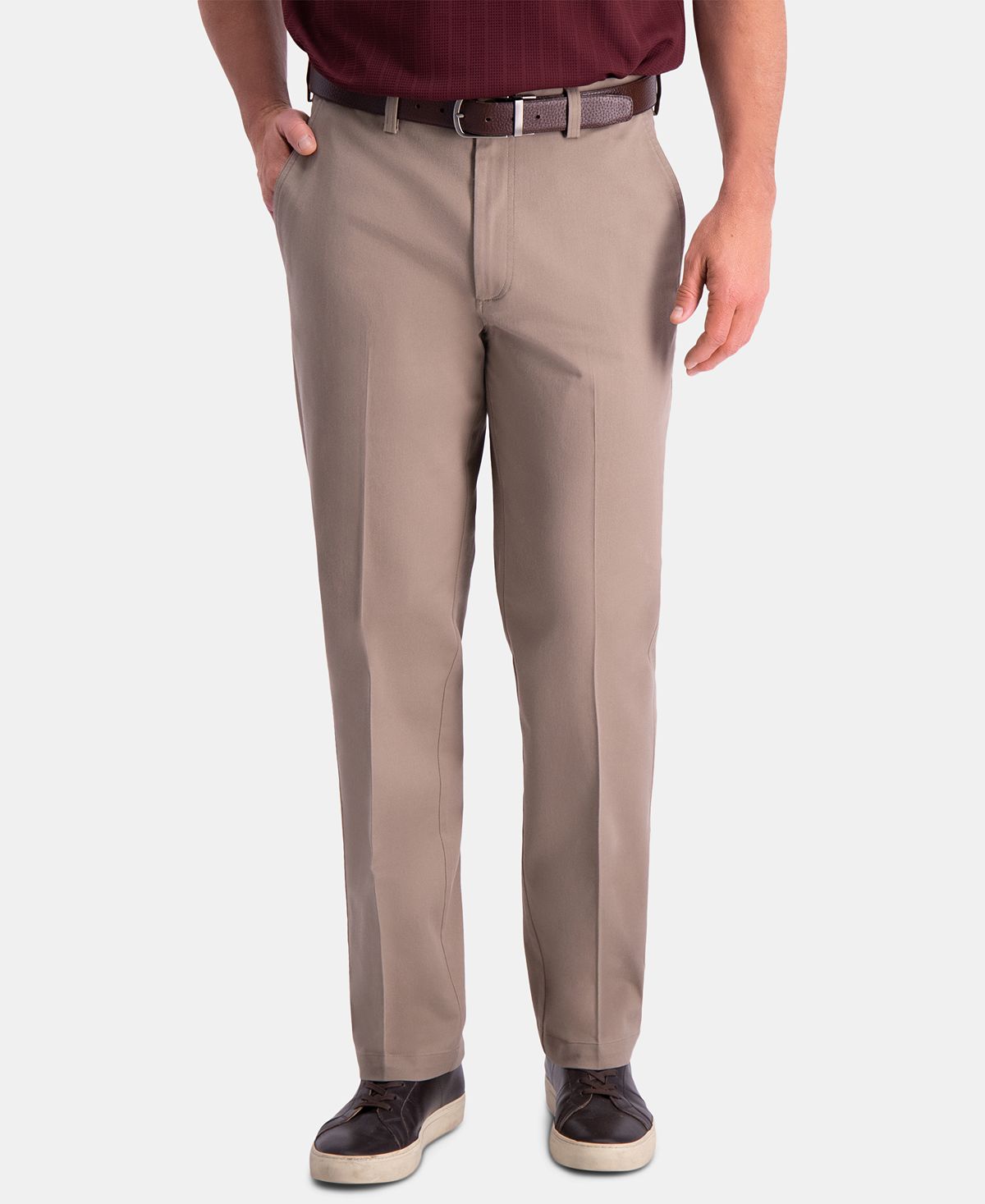 Haggar Premium Comfort Khaki Classic-fit 2-way Stretch Wrinkle Resistant Flat Front Stretch Casual Pants Med Khaki