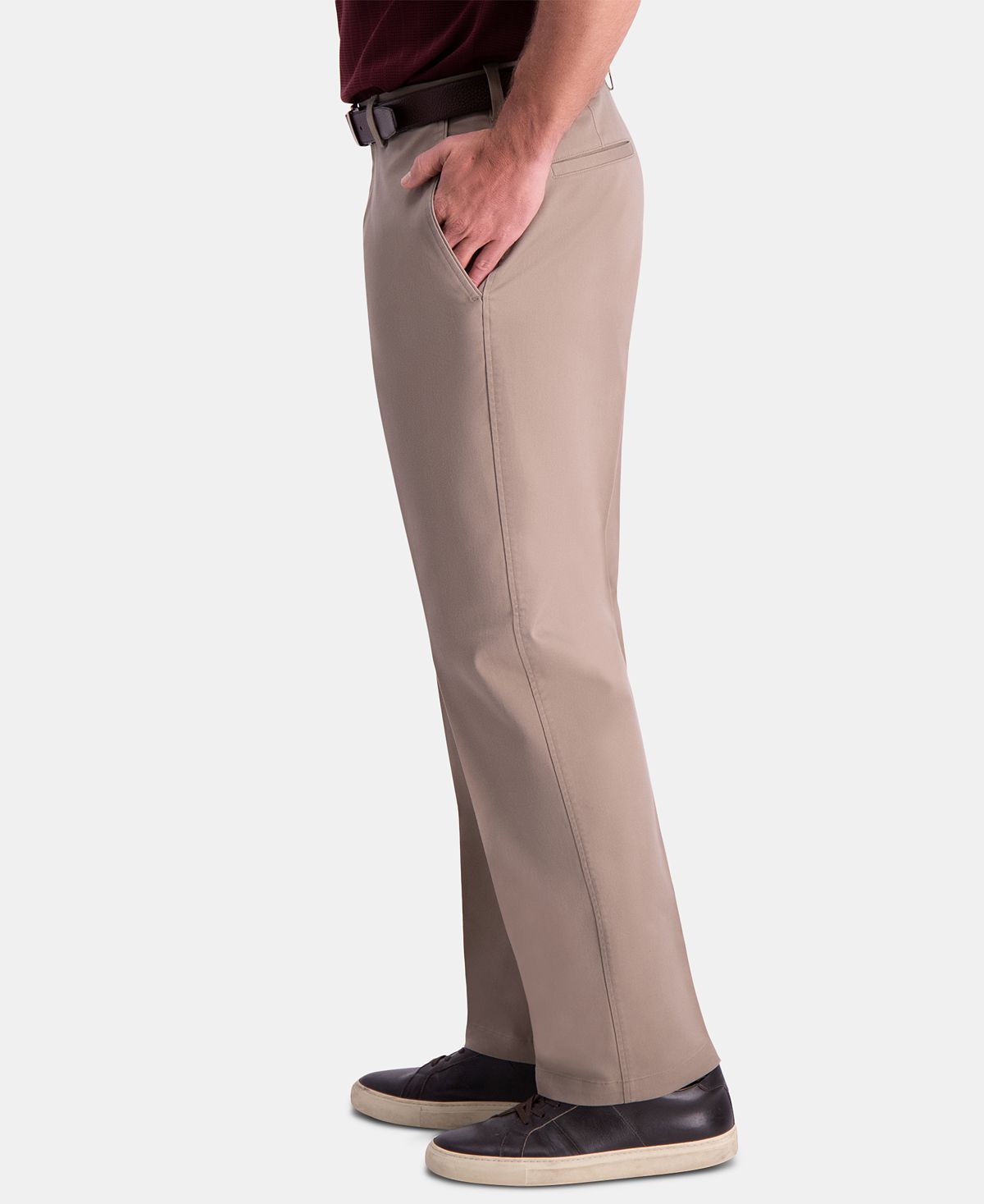 Haggar Premium Comfort Khaki Classic-fit 2-way Stretch Wrinkle Resistant Flat Front Stretch Casual Pants Med Khaki