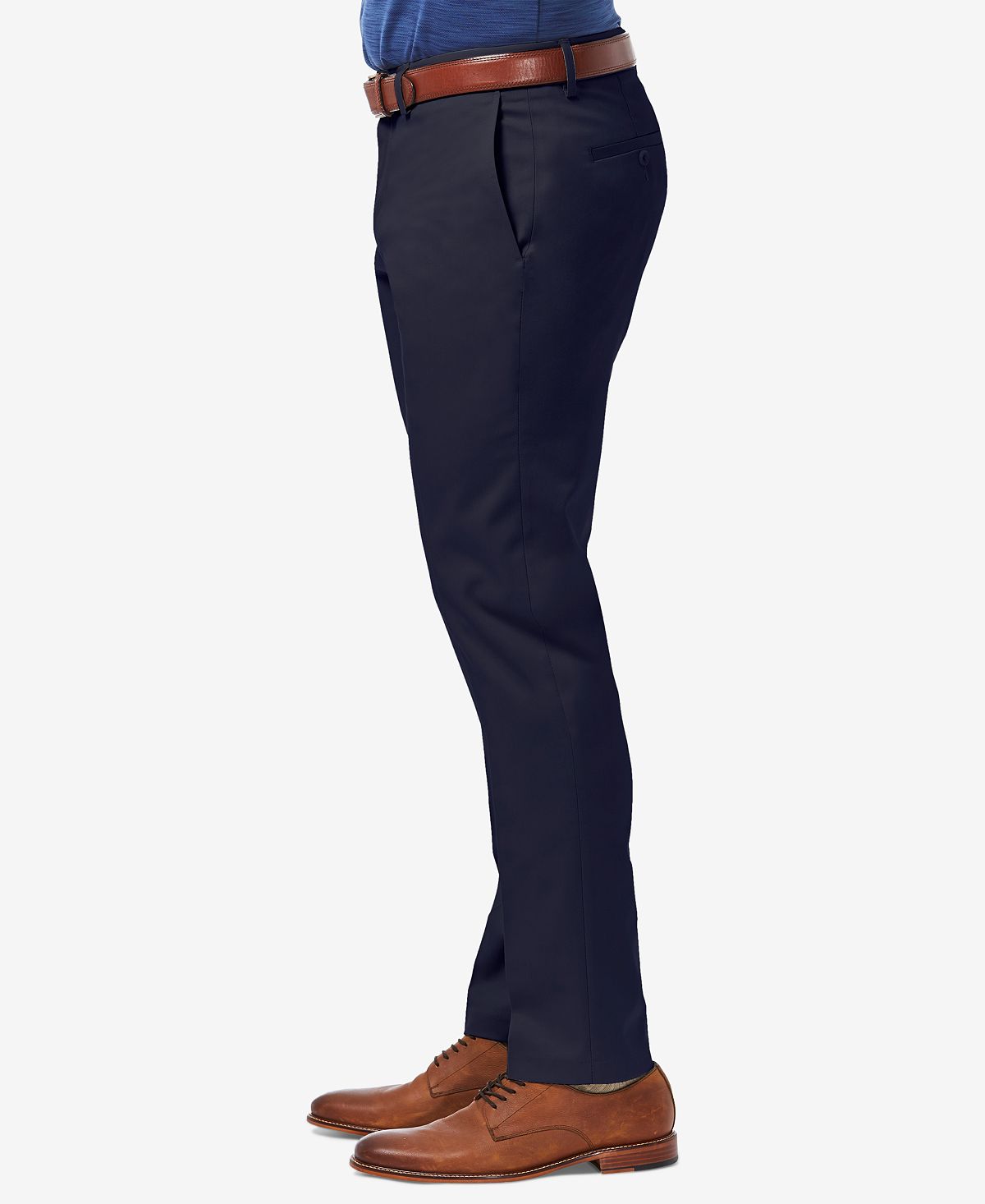 Haggar Premium No Iron Khaki Slim-fit Flat Front Pants Navy