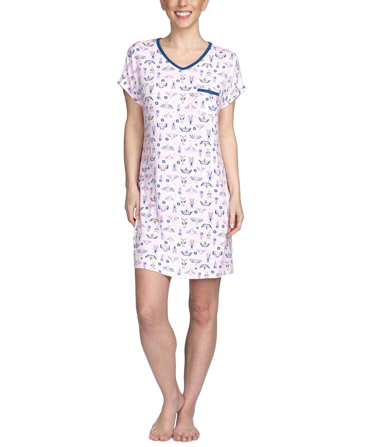 Hanes Printed Sleepshirt Nightgown Blue