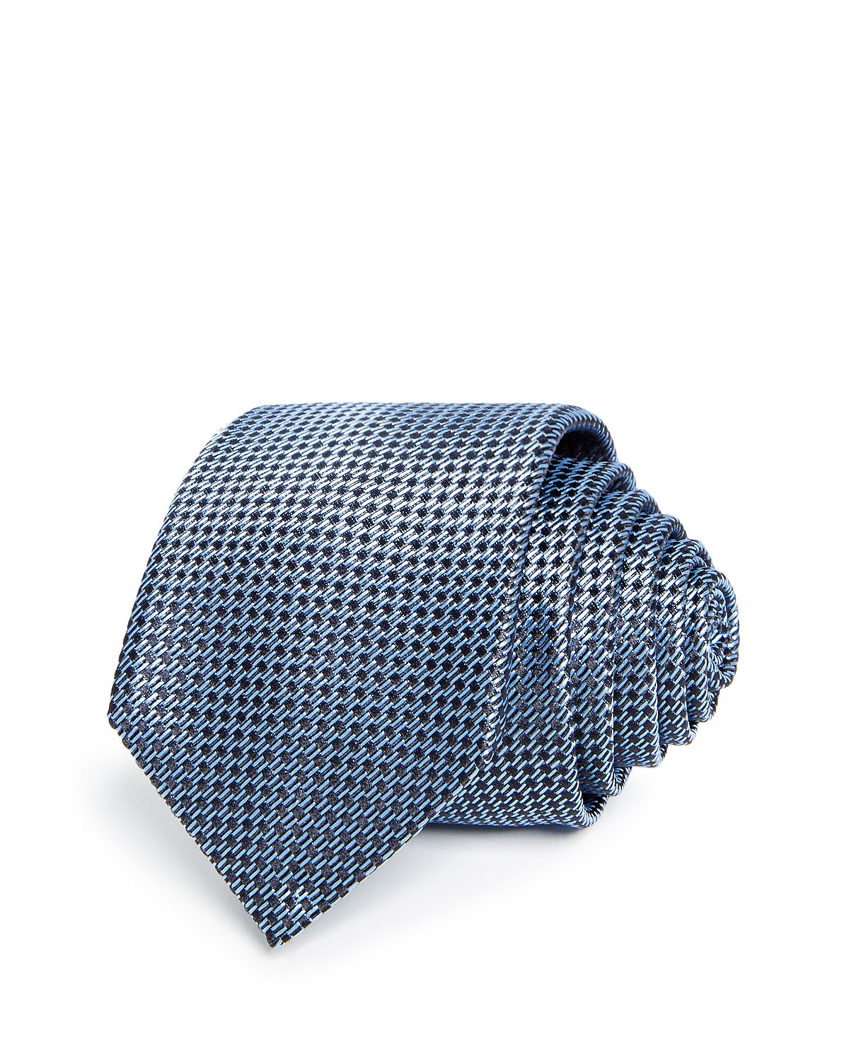 Hugo Textured Diagonal Dash Silk Skinny Tie Light Blue