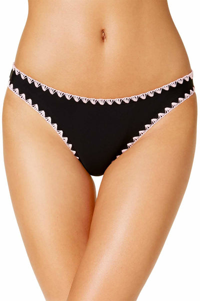 Hula Honey Black/Pink Shell-Stitch Solid Cheeky Bikini Brief