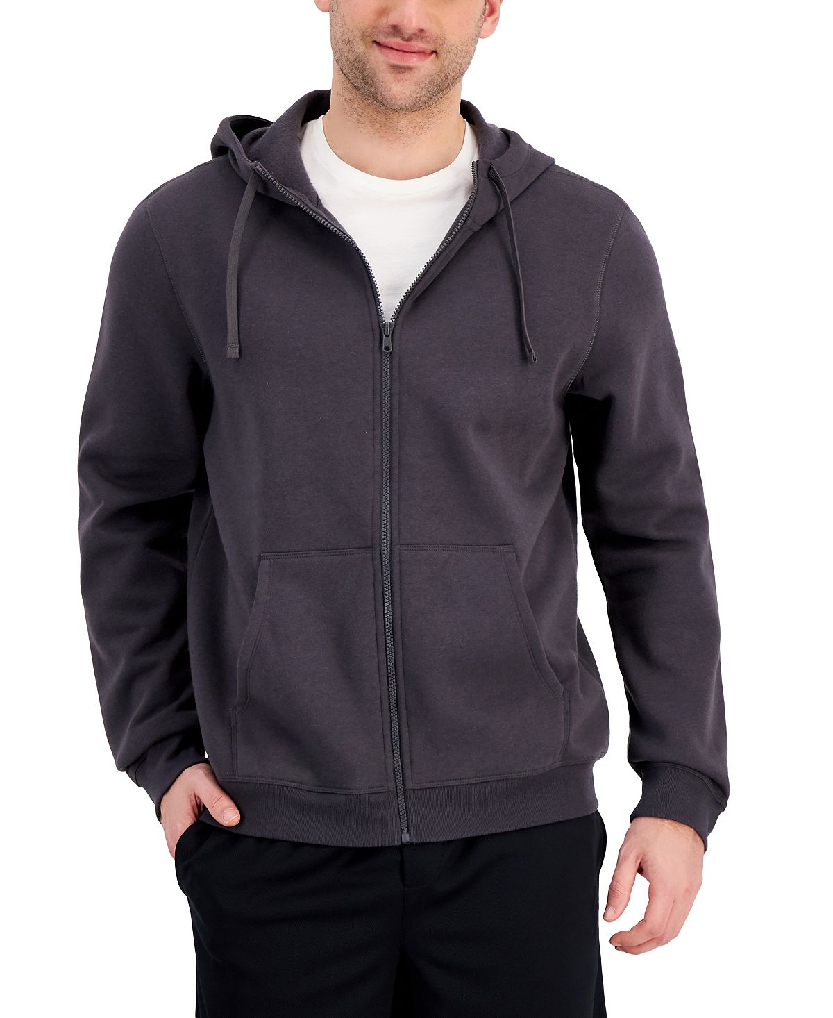 Id Ideology Regular-fit Solid Full-zip Hoodie Deep Charcoal