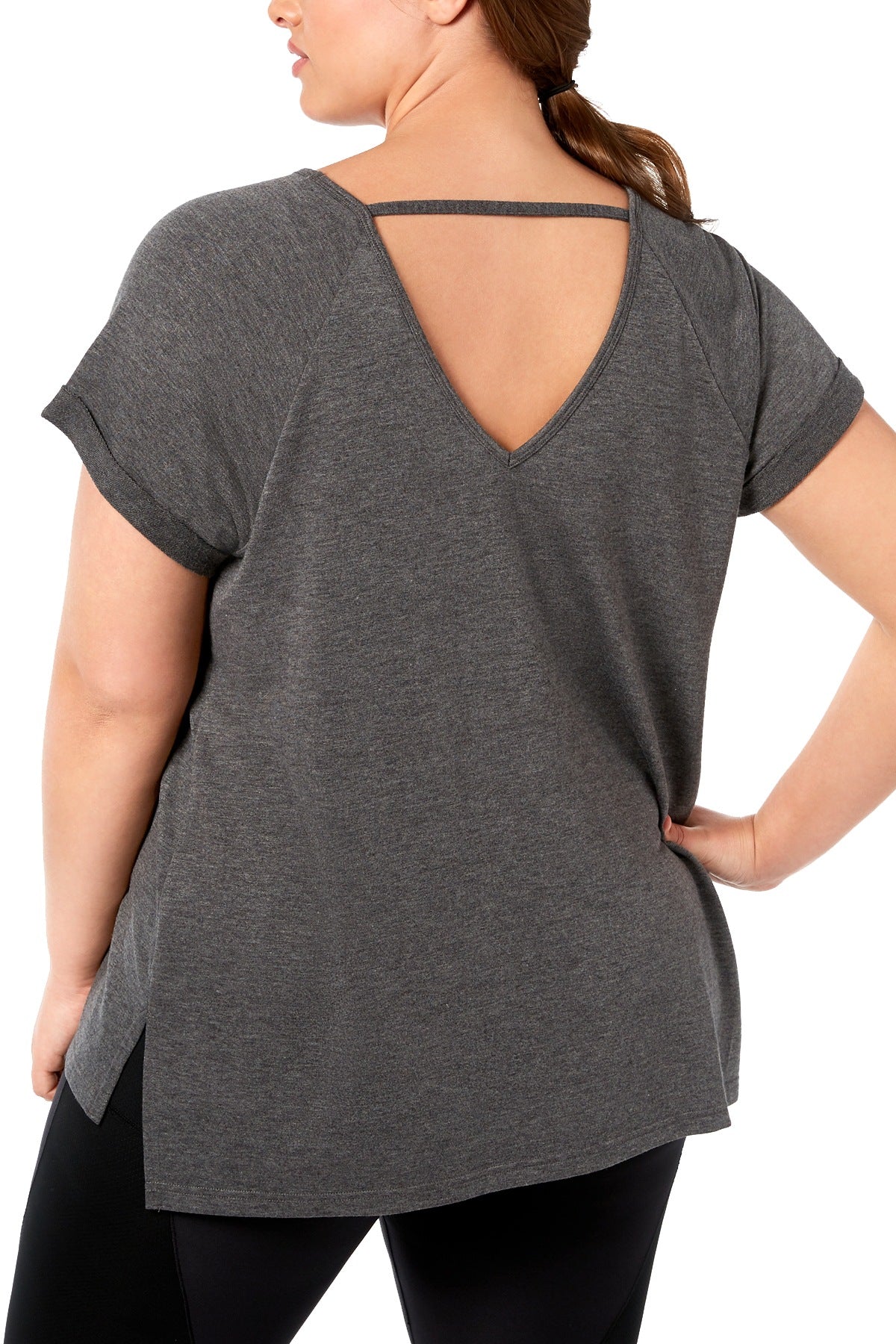 Ideology PLUS Charcoal-Heather V-Back T-Shirt