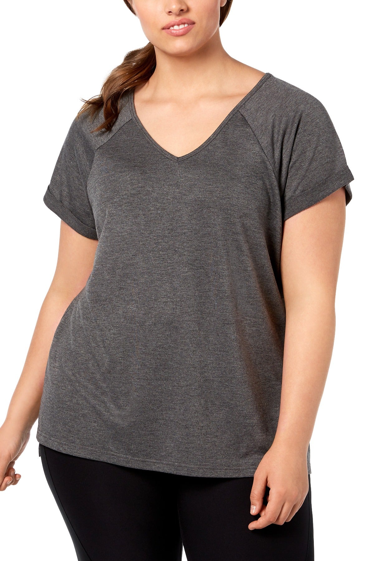 Ideology PLUS Charcoal-Heather V-Back T-Shirt