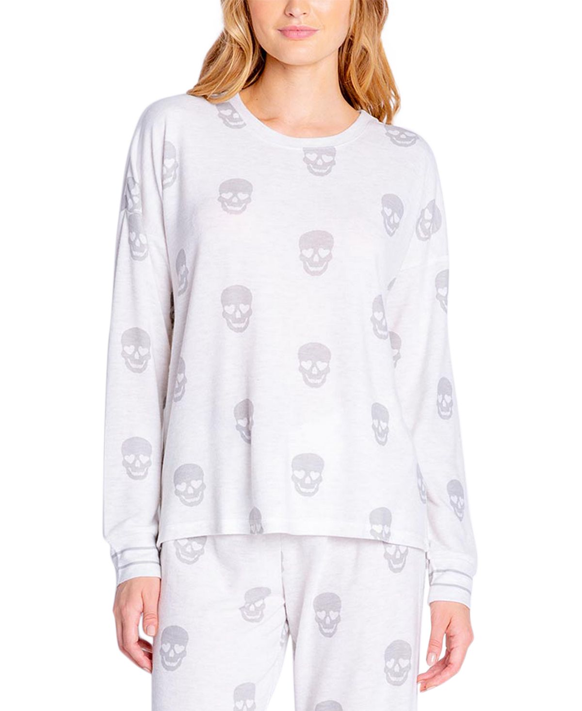 Insomniax Butter Jersey Printed Long-sleeve Pajama Top Heather Cl