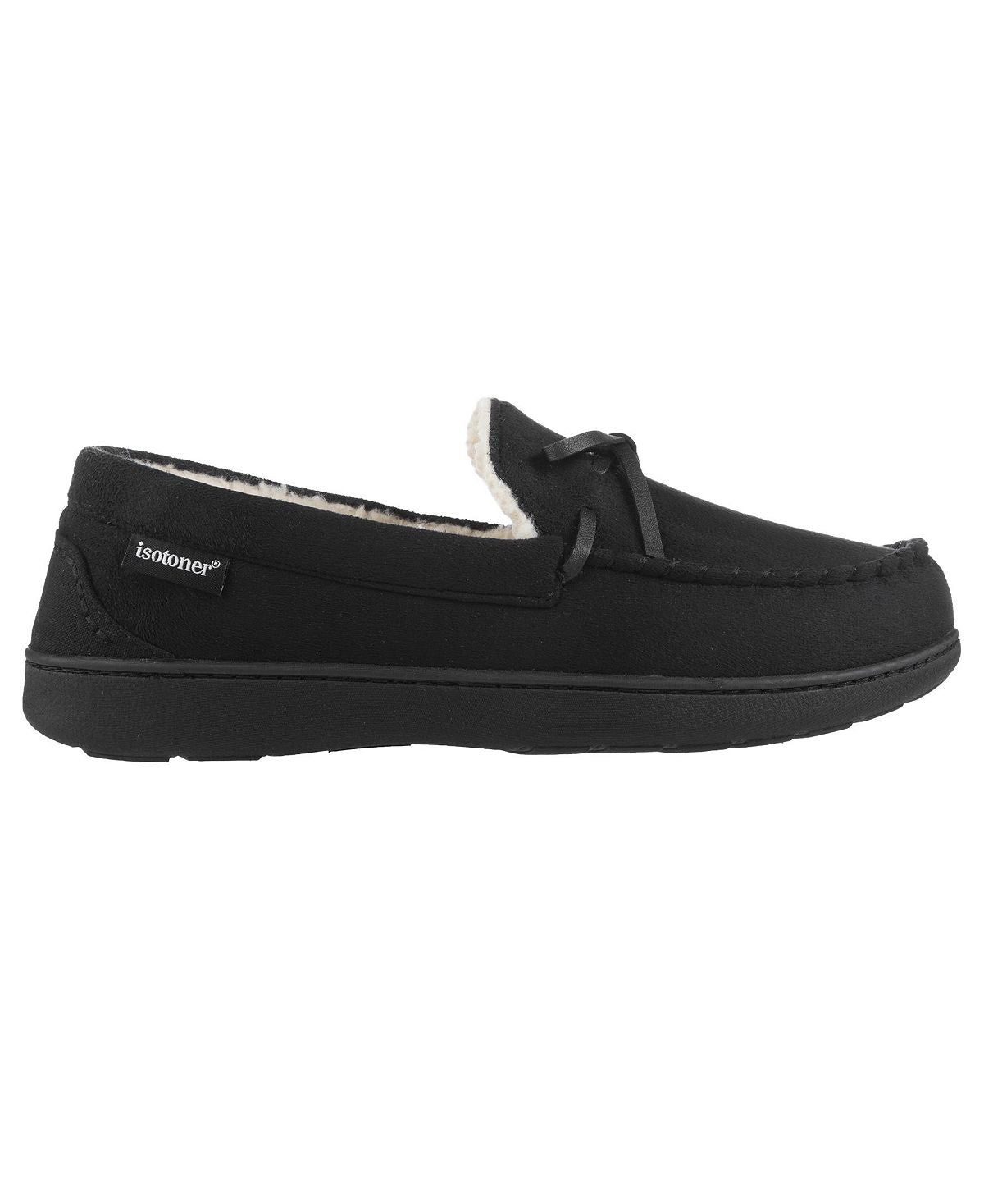 Isotoner Signature Memory Foam Microsuede Nigel Moccasin Slippers Black