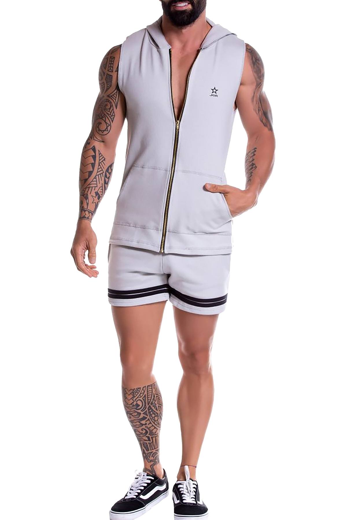 JOR Grey Squash Sleeveless Zip-Hoodie