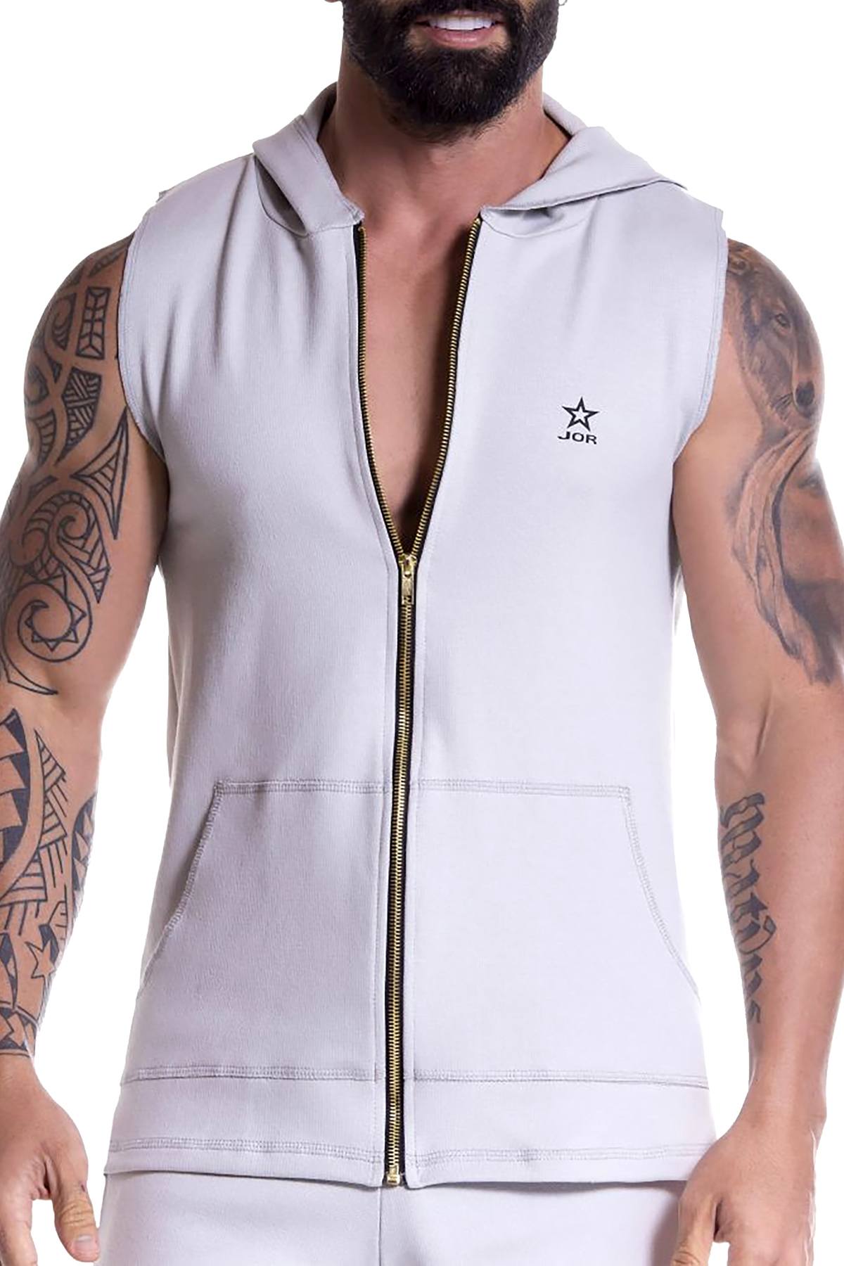 JOR Grey Squash Sleeveless Zip-Hoodie