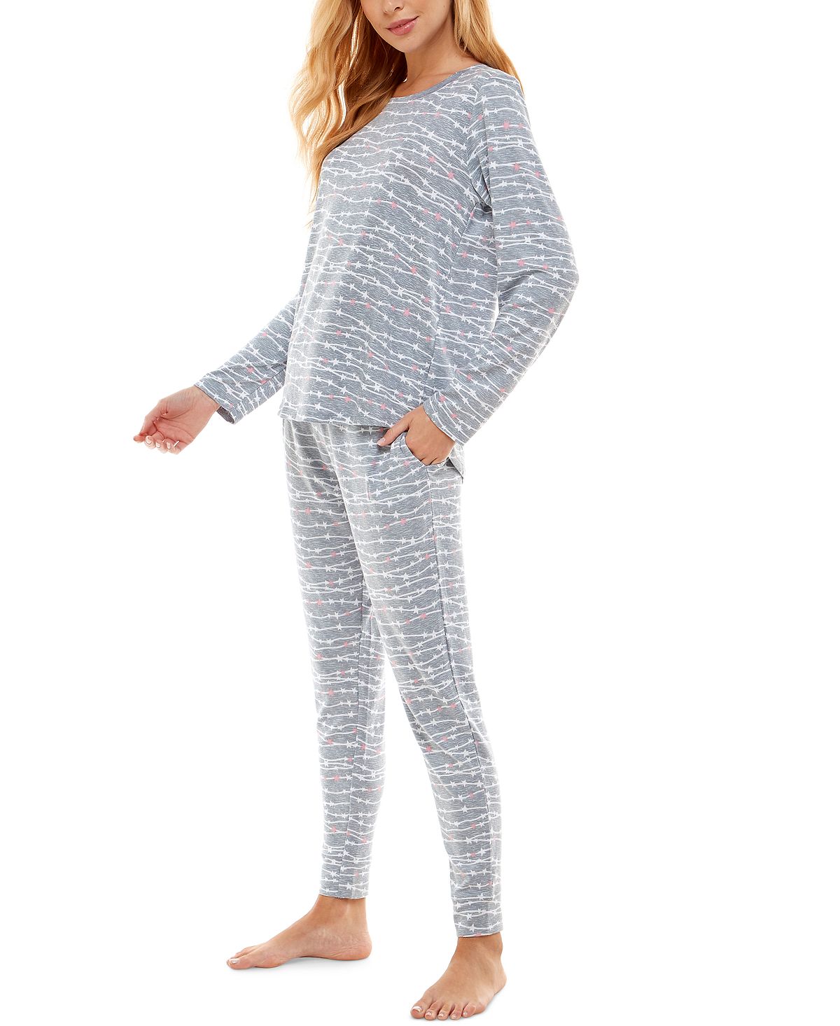 Jaclyn Intimates Super-soft Jogger Pants Pajama Set Star Garland