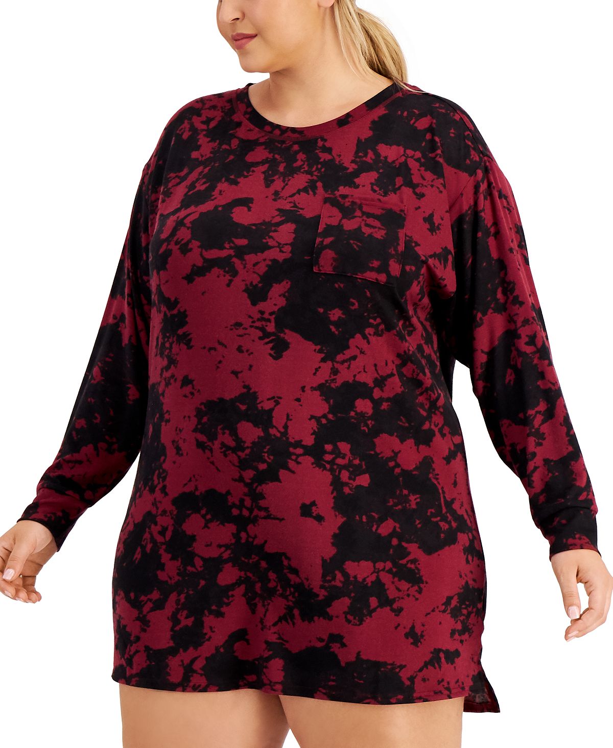 Jenni Plus Printed Sleep Shirt Plum Wine Td