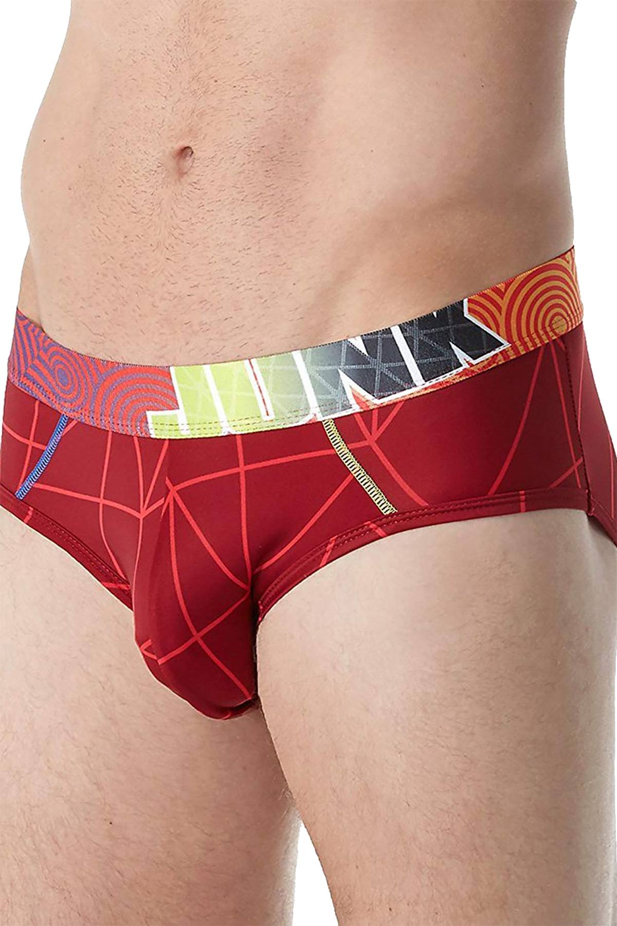 Junk Underjeans Red Geometric-Print Salsa Brief