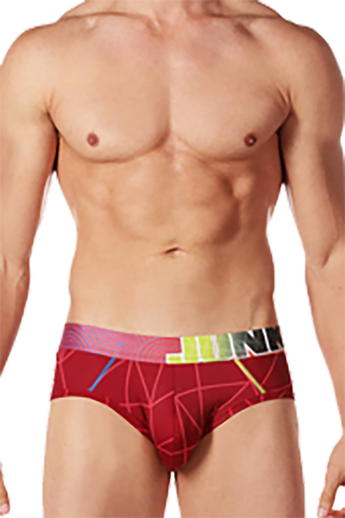 Junk Underjeans Red Geometric-Print Salsa Brief