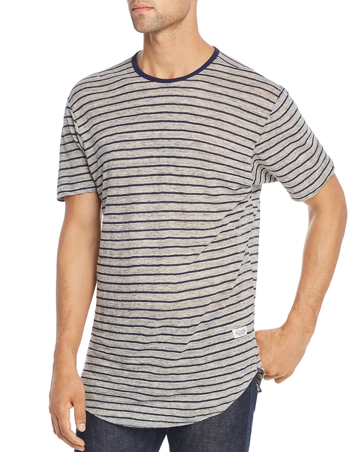 Kinetix Heathered-stripe Tee Navy