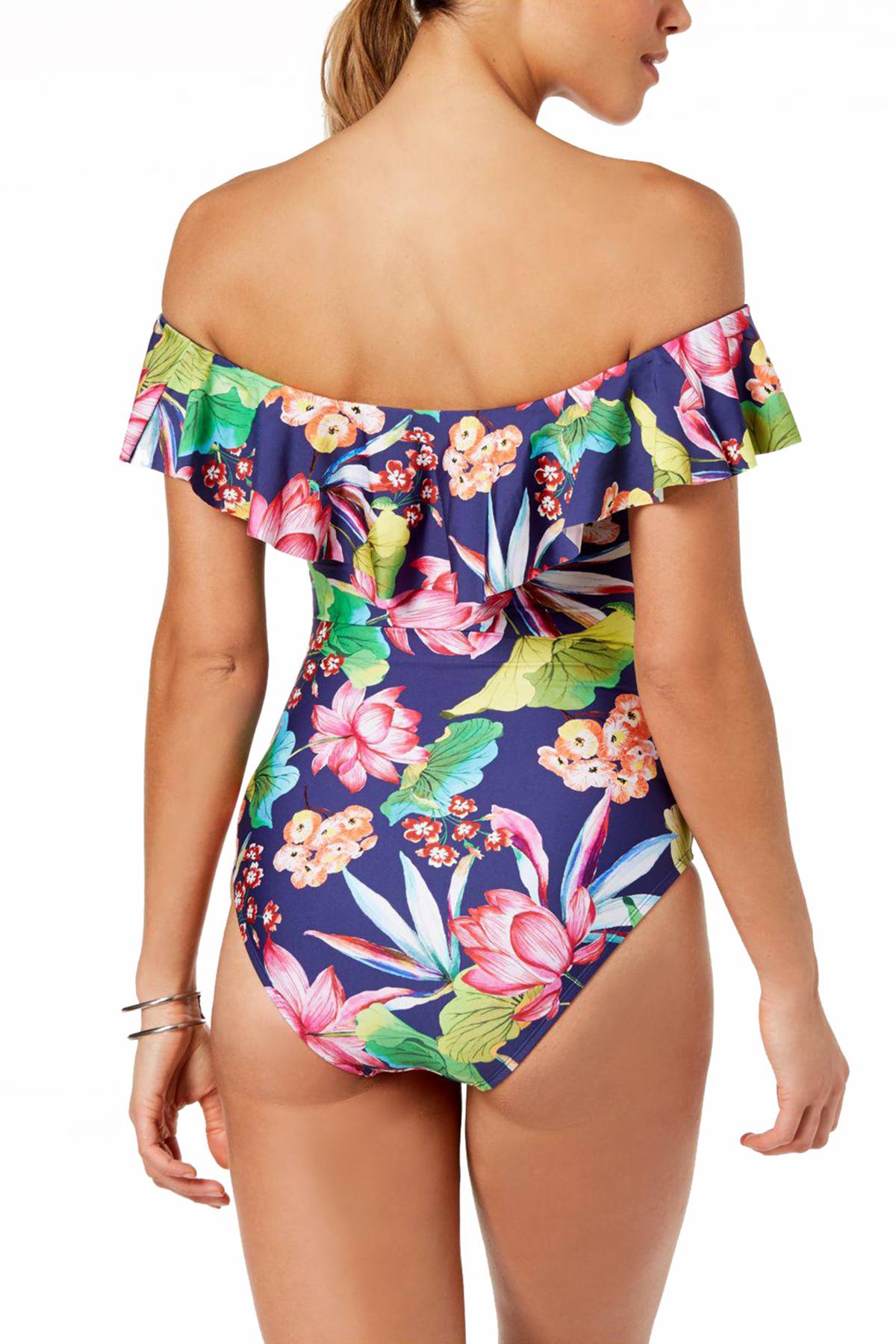 La blanca one sales shoulder ruffle swimsuit