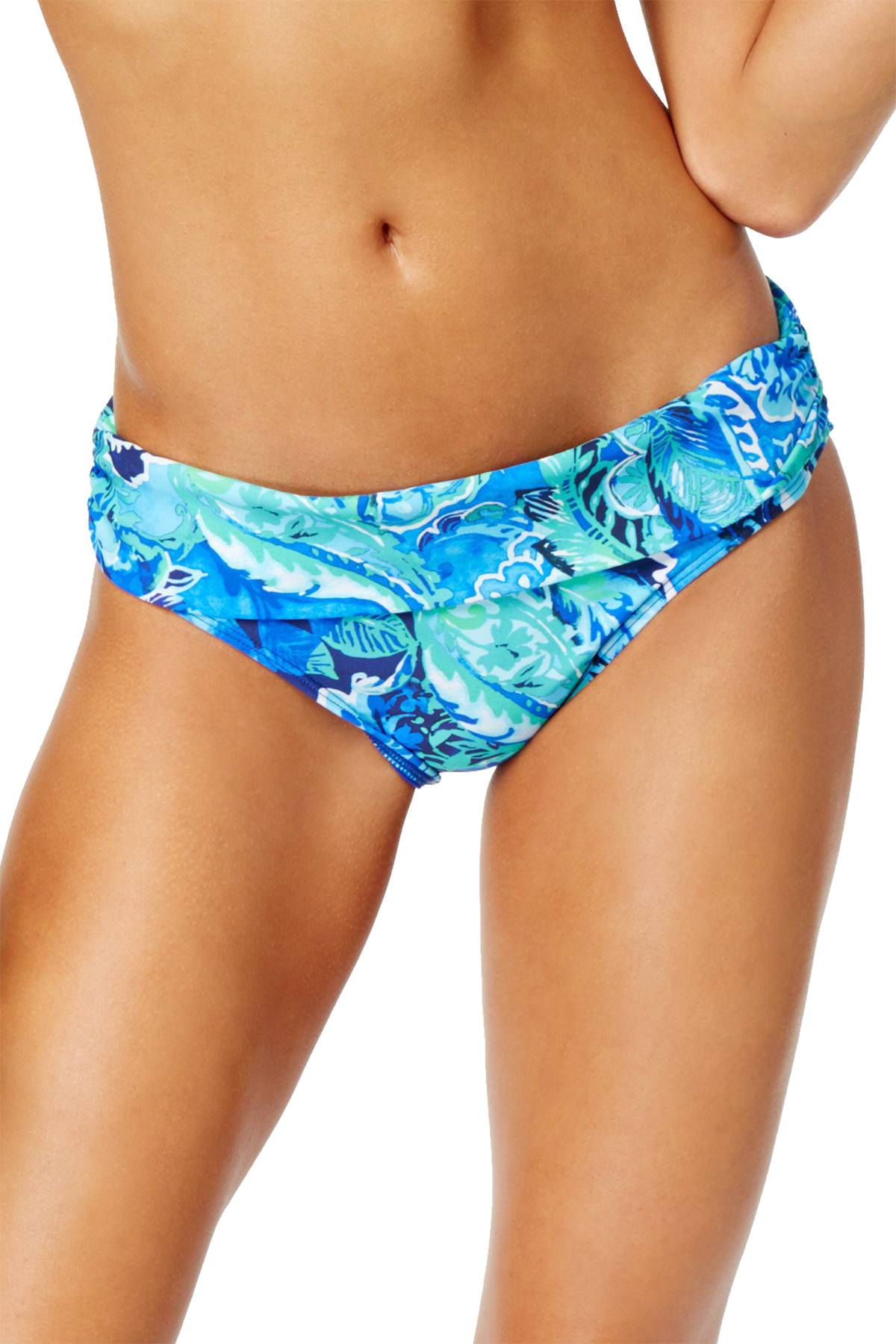 Lauren Ralph Lauren Blue Exotic Paisley Shirred Banded Hipster Bikini Bottom